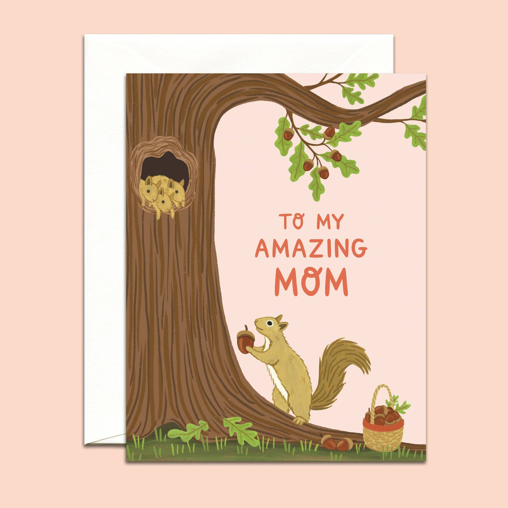 Squirrel Mom and Babies Forest Mother's Day Card