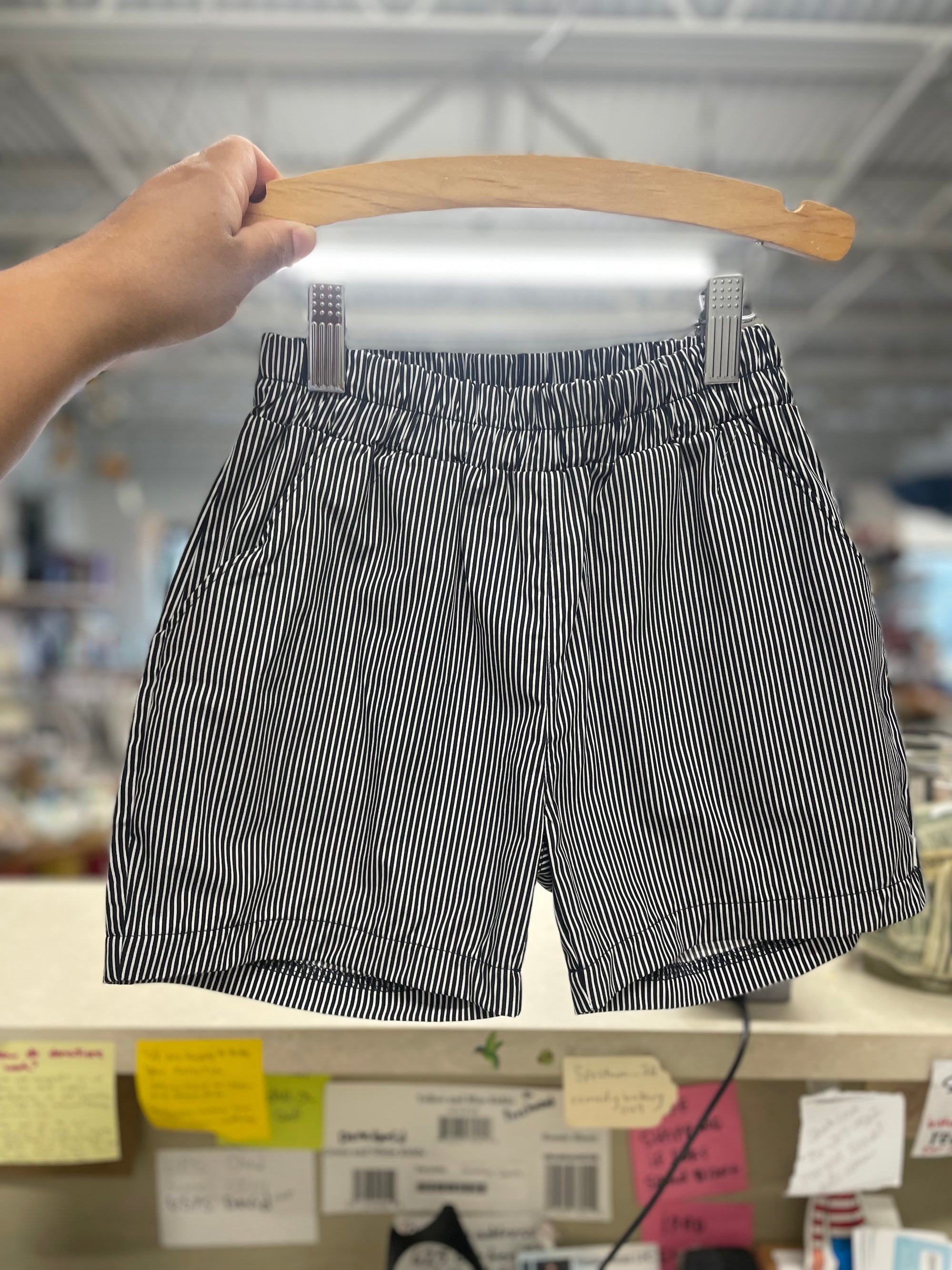 Müsli By Green Cotton Poplin Stripe Shorts - Balsam Cream/Night Blue