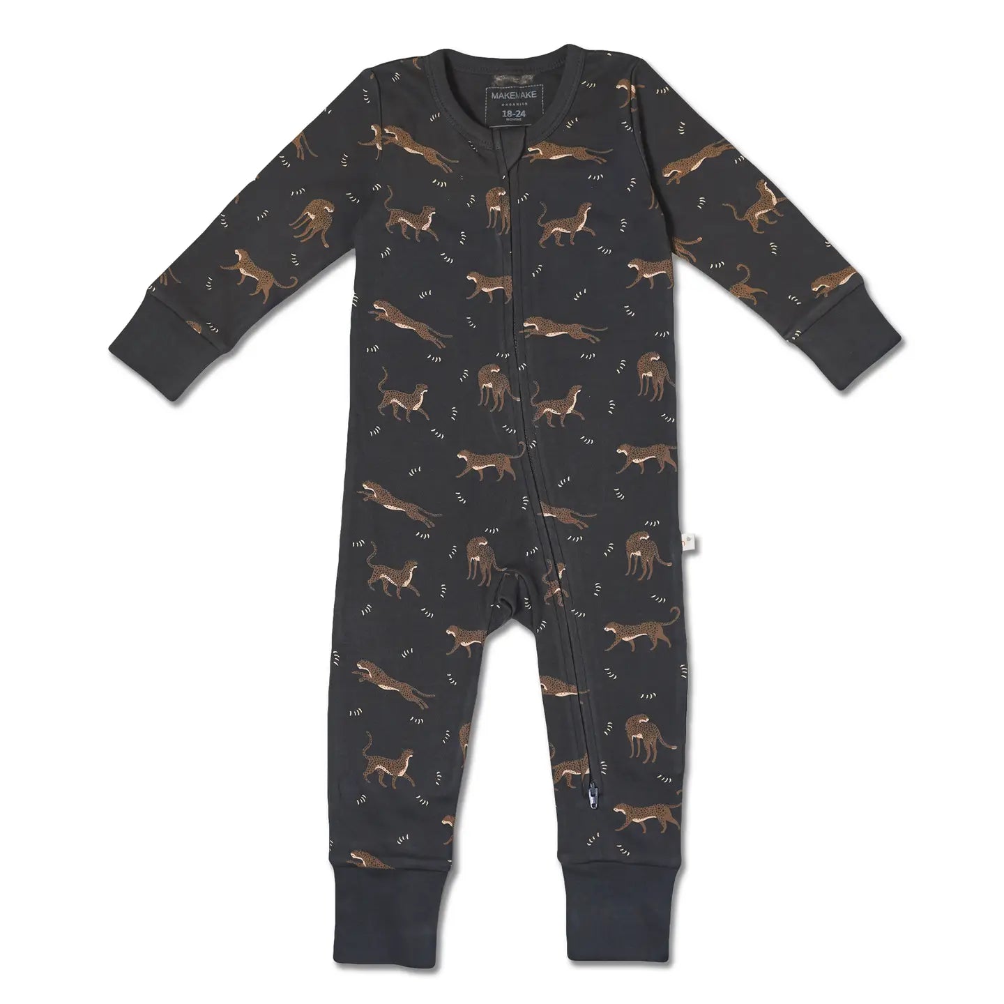 MakeMake organic 2-way zip romper - leopard