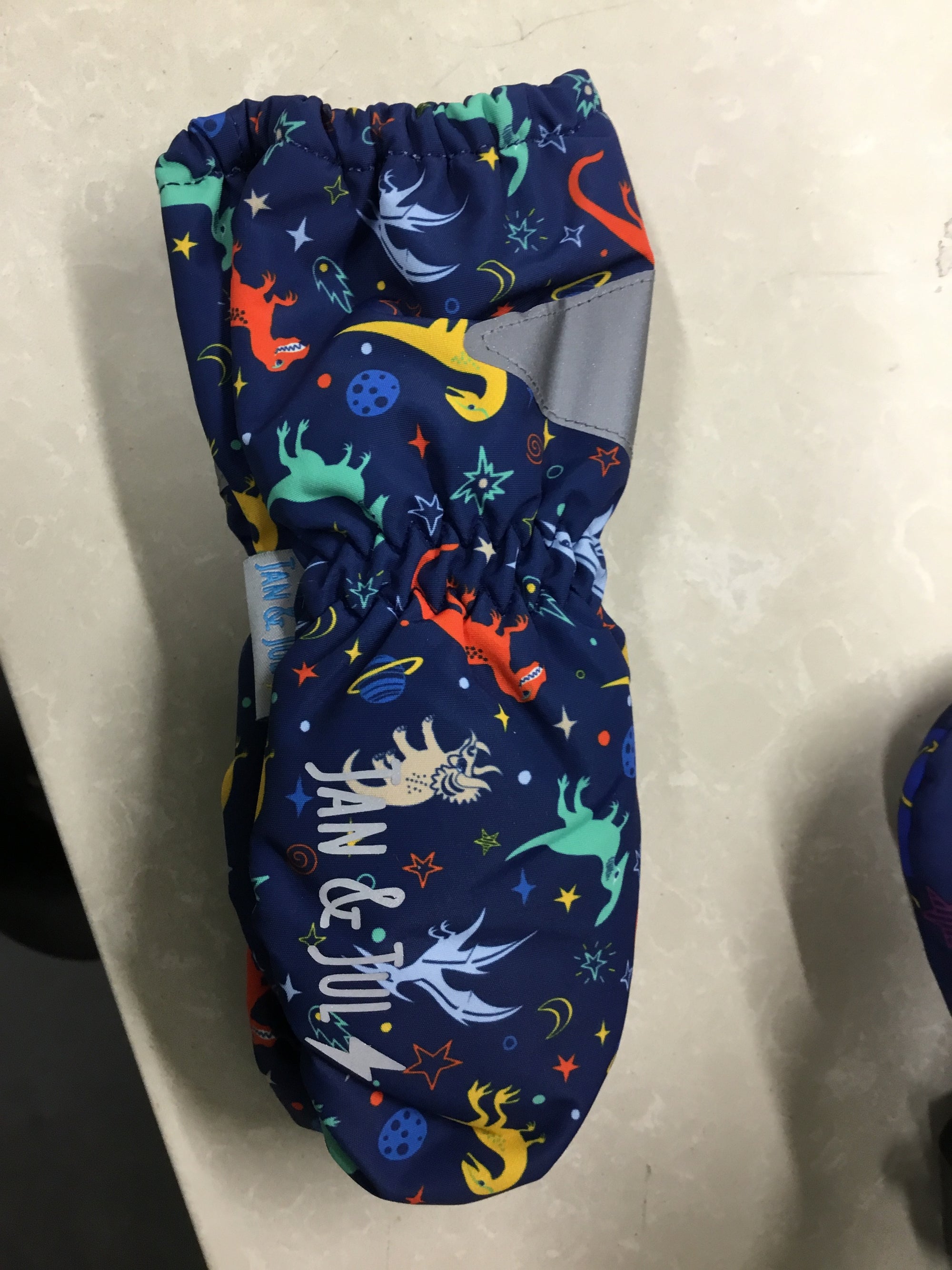 Jan & Jul Toasty-Dry Waterproof Mittens - Space Dinos XS