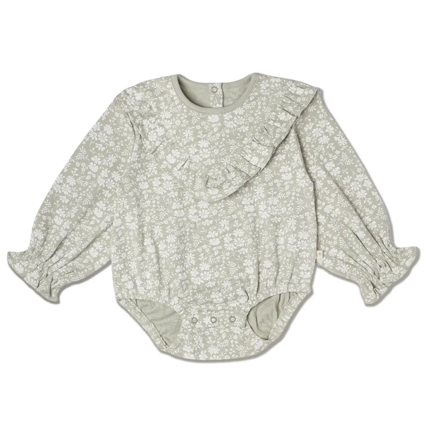 MakeMake Organic Ruffle Bubble Romper - Wild Sage