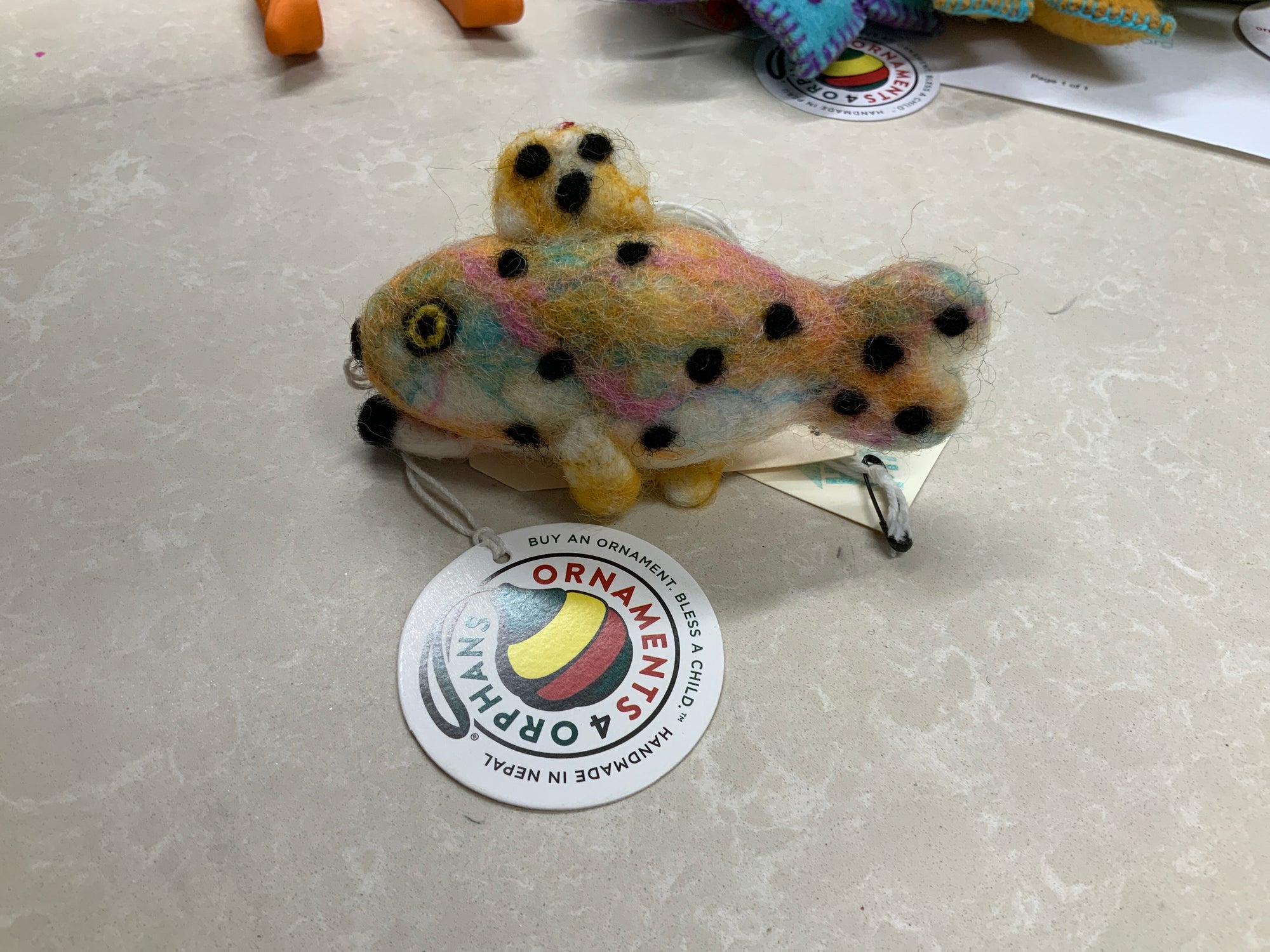 Ornaments for Orphans Rainbow Trout Embroidered Wool Ornament