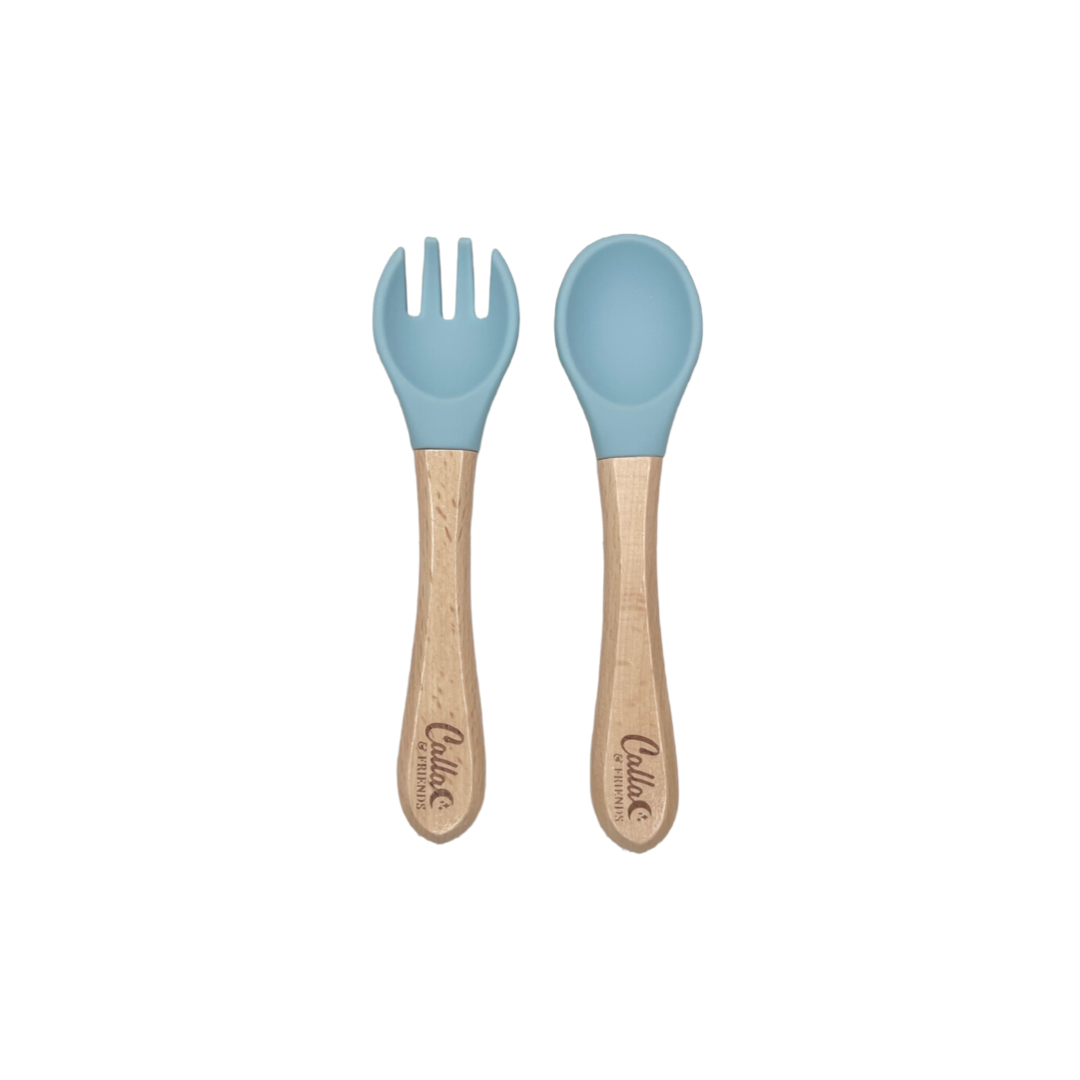 Calla & Friends Silicone & Beechwood Toddler Utensil Set