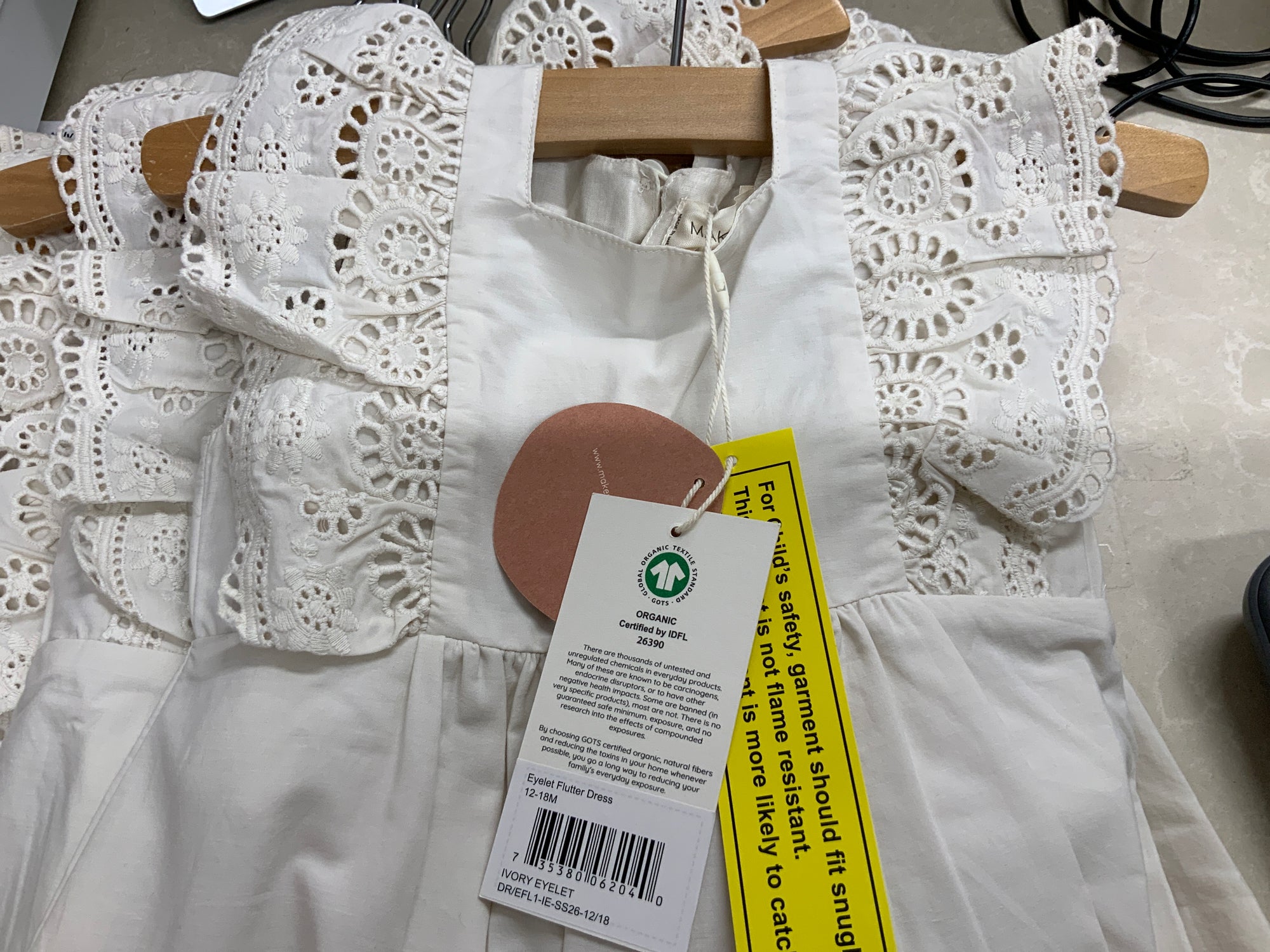 MakeMake Organic Eyelet Flutter Dress - Ivory