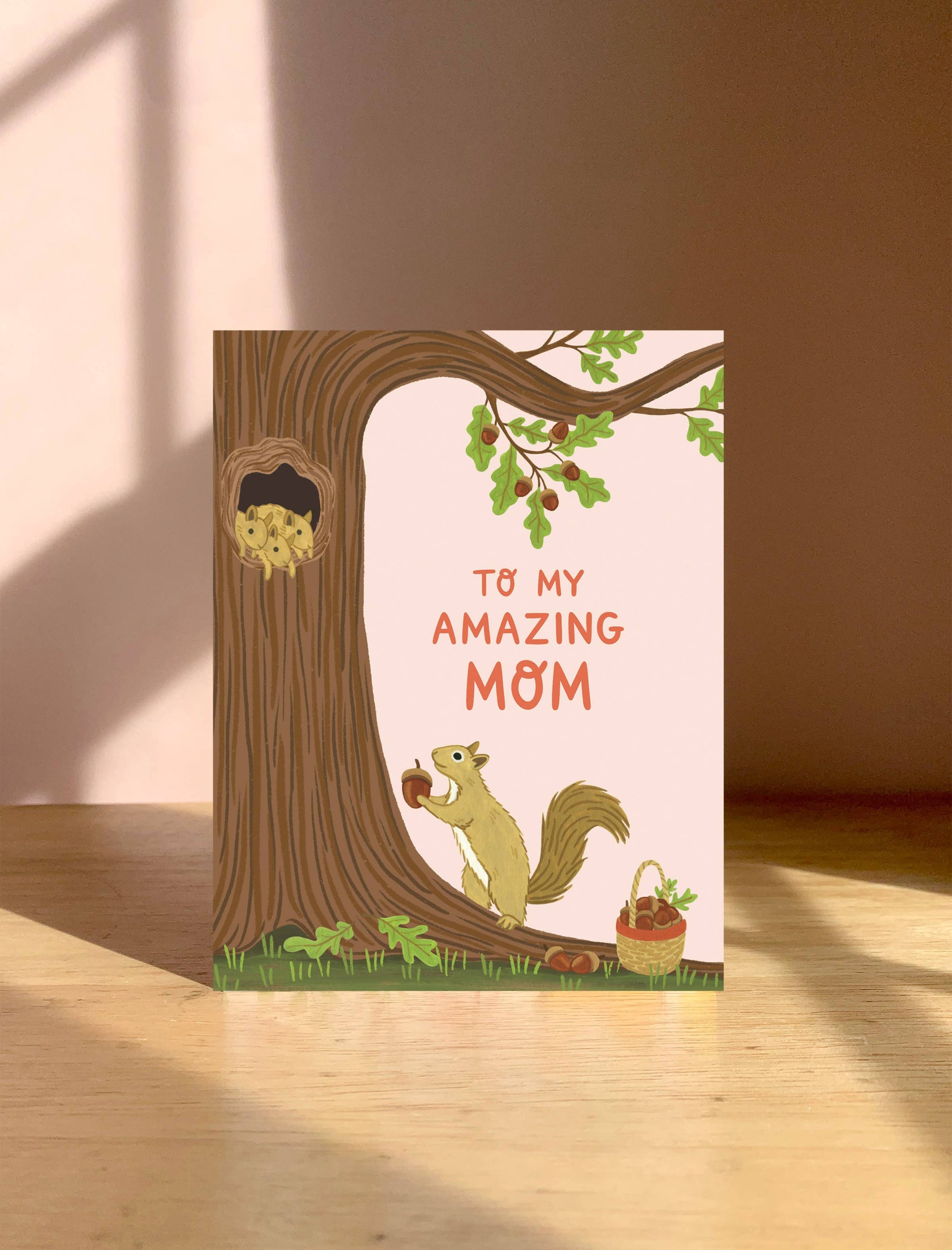 Squirrel Mom and Babies Forest Mother's Day Card