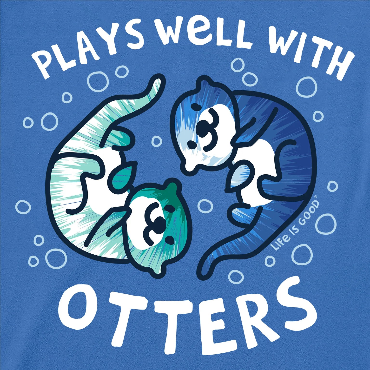 Life is Good Kids Tie Dye Plays Well With Otters Short Sleeve Crusher Tee