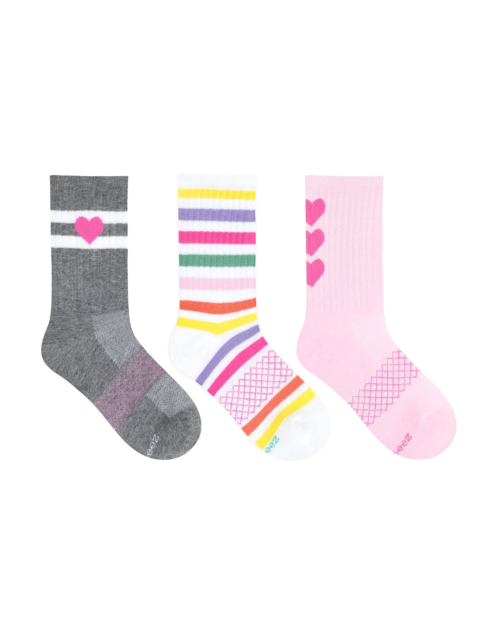 Robeez Heart Athletic 3-Pack Crew Socks for Toddlers and Kids