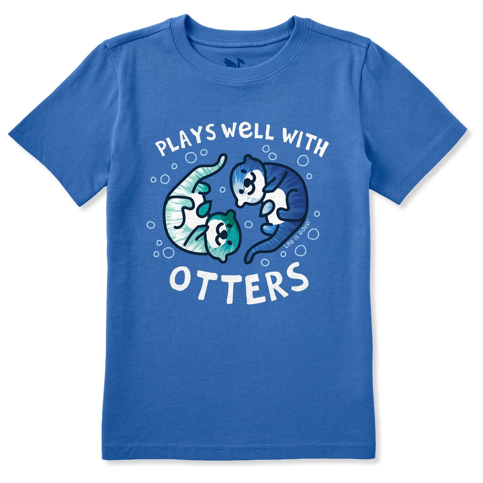 Life is Good Kids Tie Dye Plays Well With Otters Short Sleeve Crusher Tee