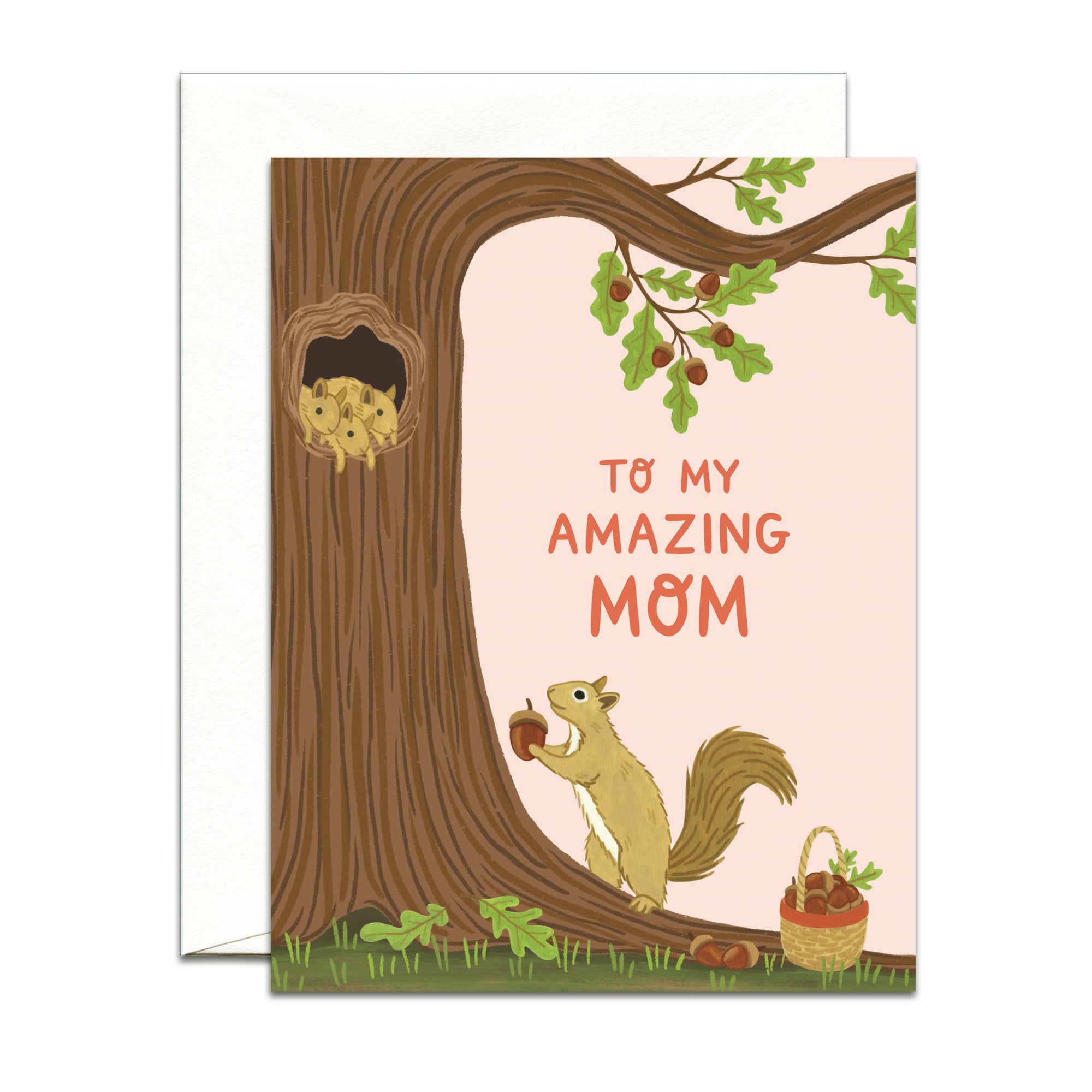 Squirrel Mom and Babies Forest Mother's Day Card