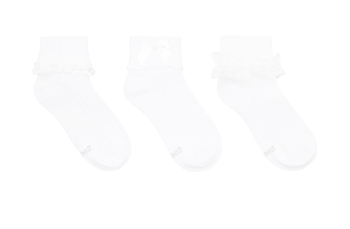 Robeez Classic Cuffed White Socks, 3-Pack