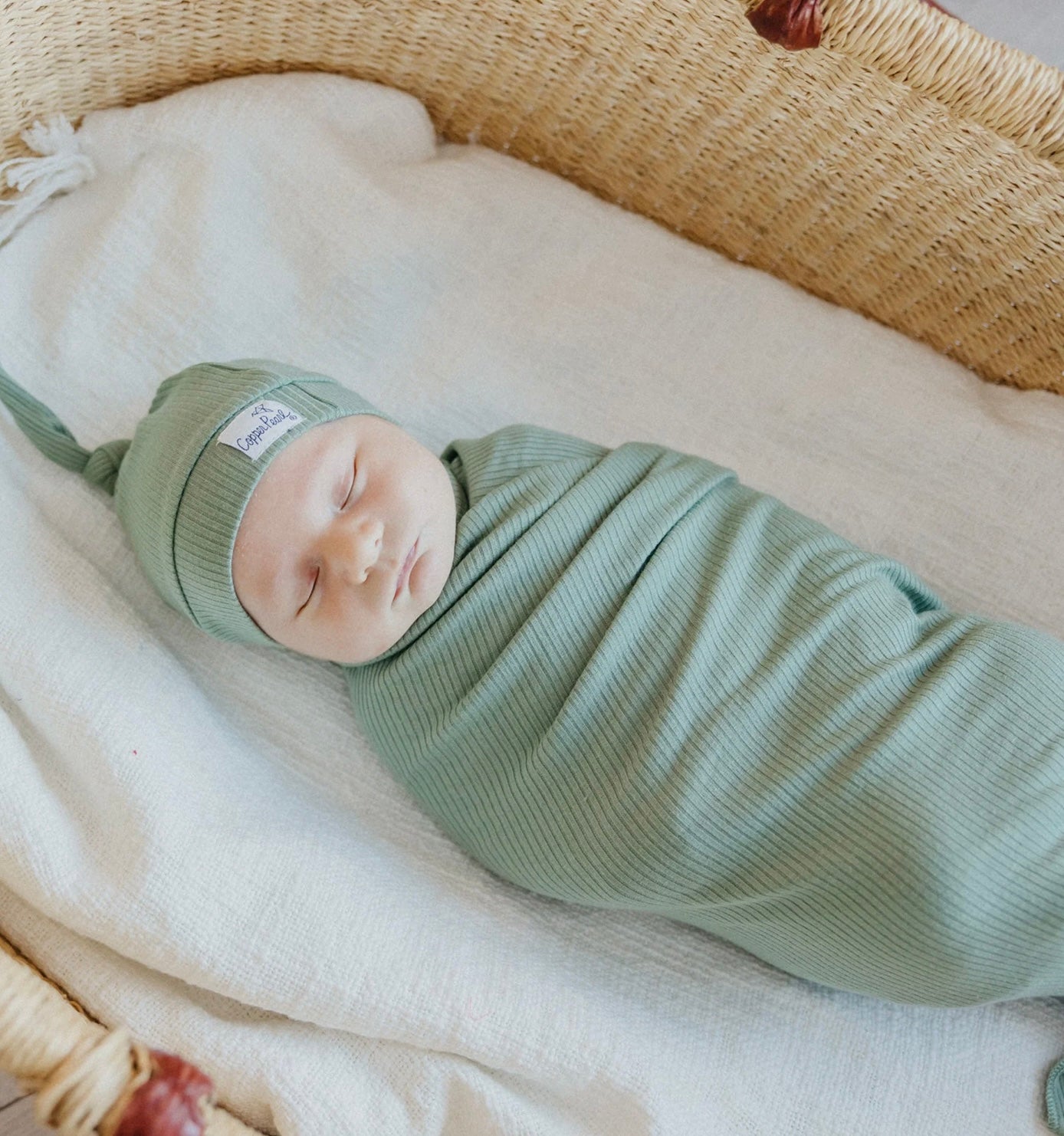 Copper Pearl Knit Swaddle Blanket - Clover