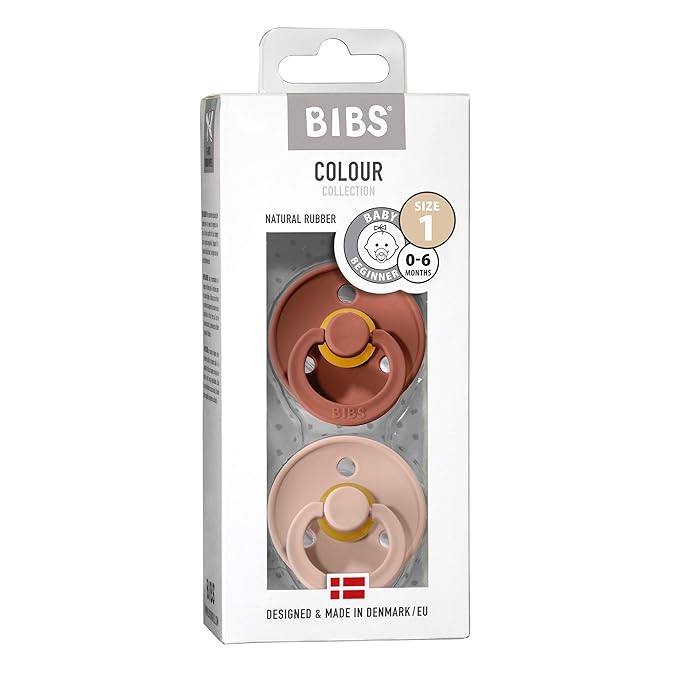 BIBS Colour 2-Pack Anatomical Natural Rubber Nipple Pacifier - Woodchuck / Blush