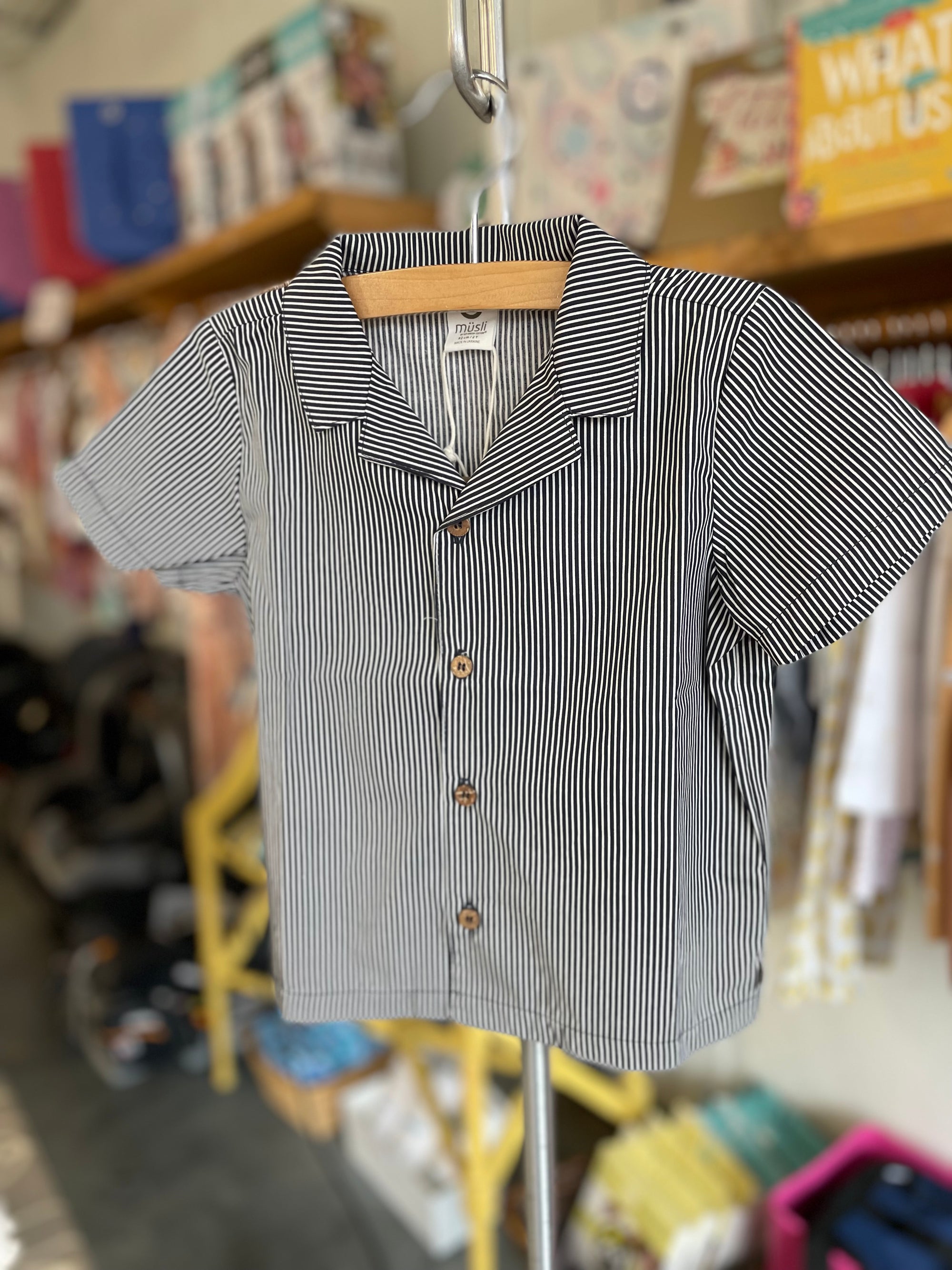 Müsli By Green Cotton Shirt - Poplin Balsam Cream/ Night Blue