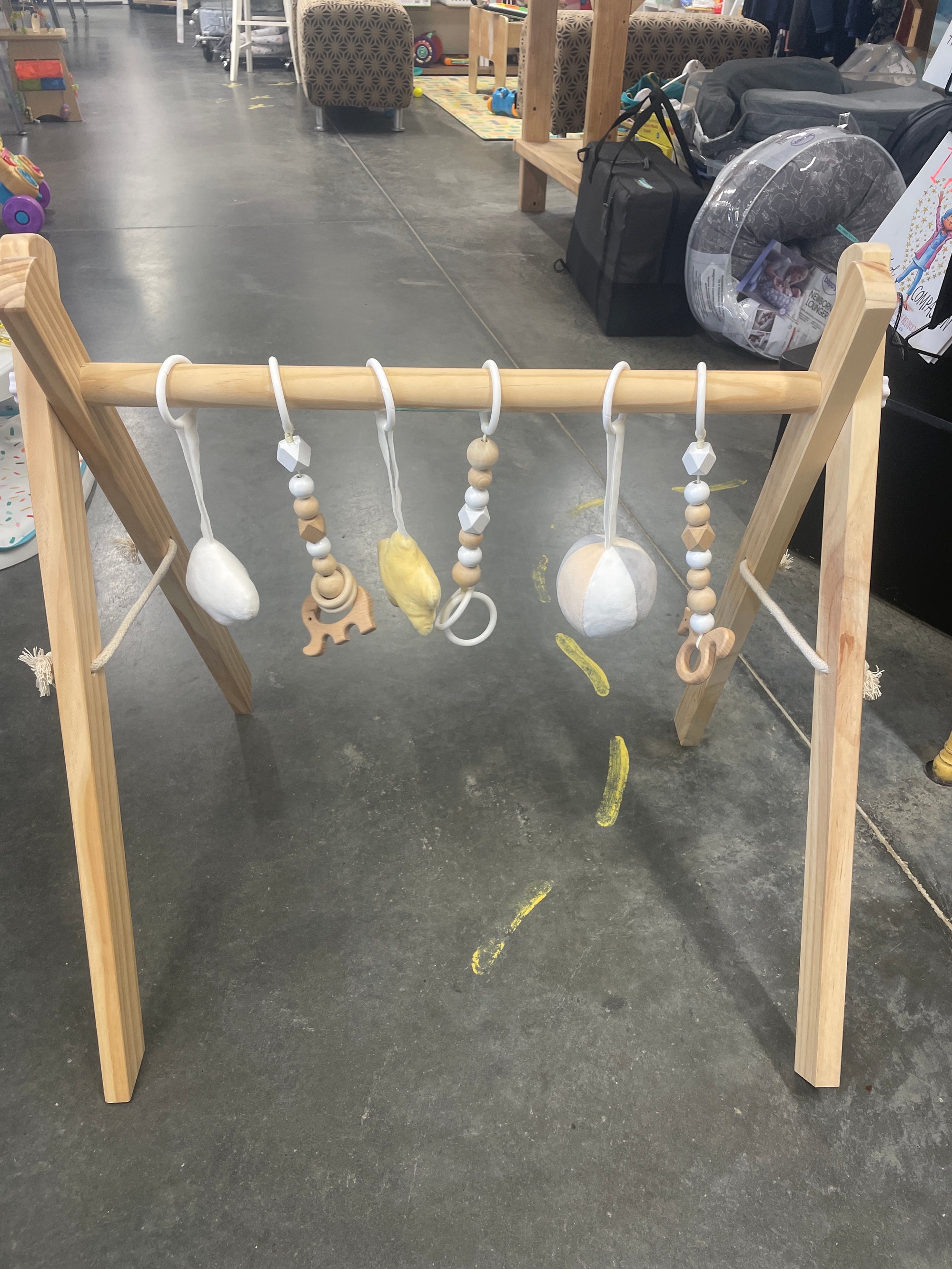 Wooden Baby Gym with Dangling Toys