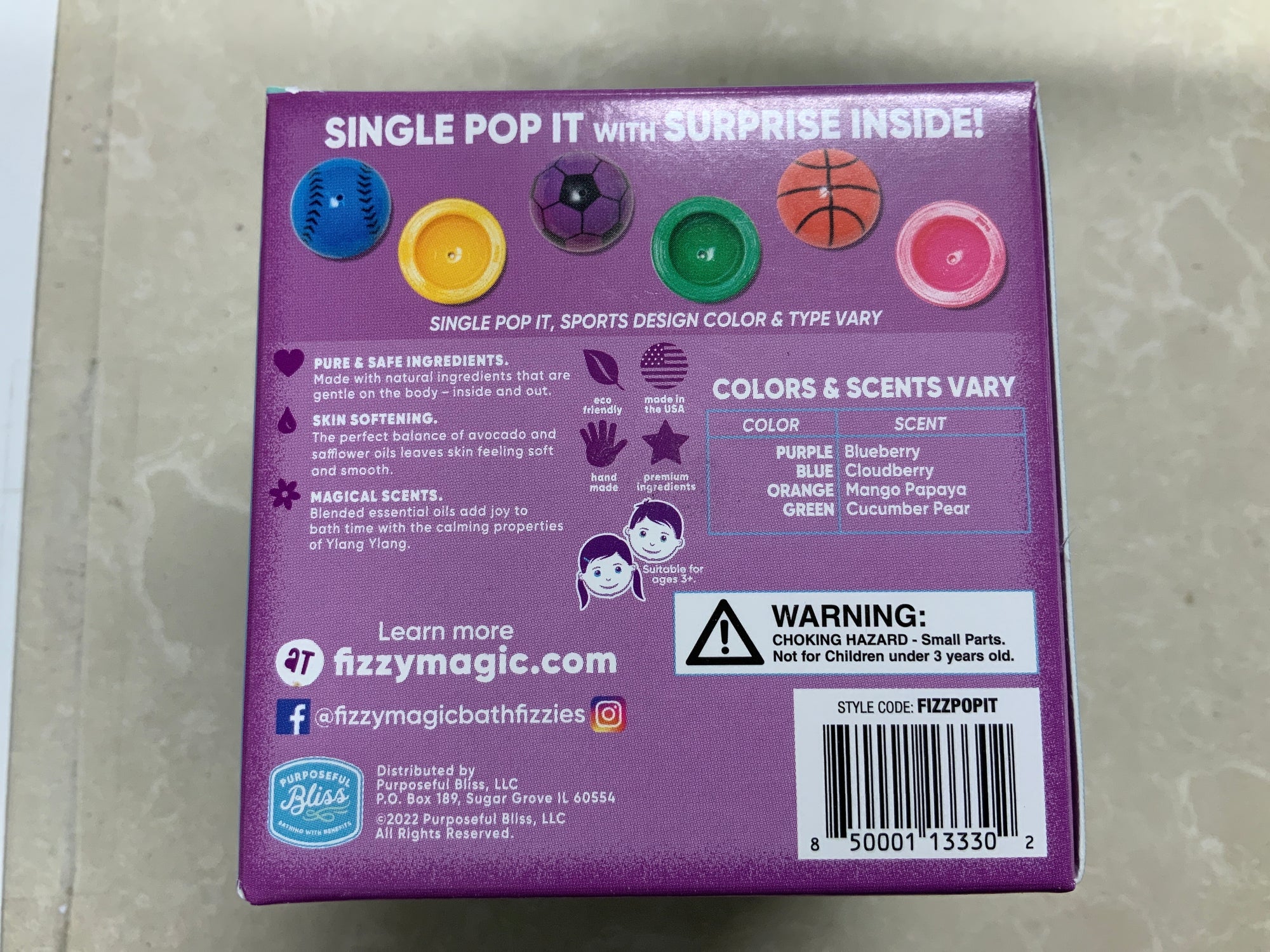 Fizzy Magic Bath Fizzy Surprise Bath Bomb: Pop-It Sports Design