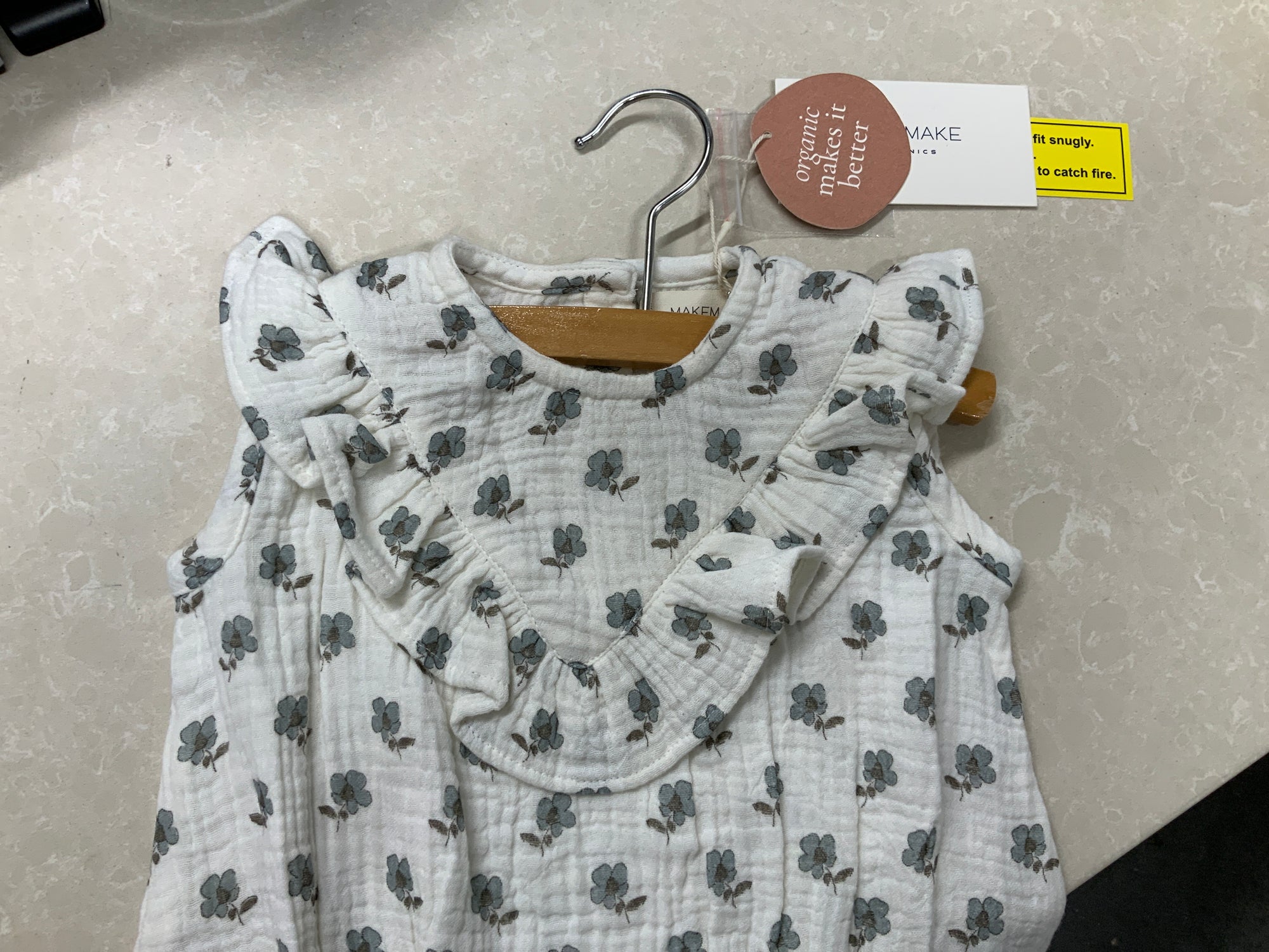 MakeMake Organic Sleeveless Bubble Romper - Poppy