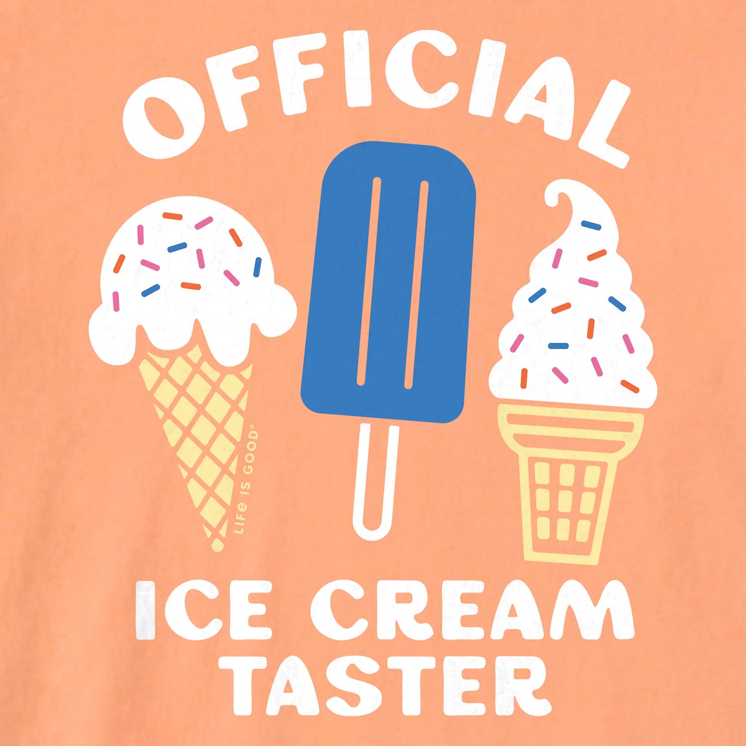 Life is Good Crusher Tee Official Ice Cream Taster - Orange
