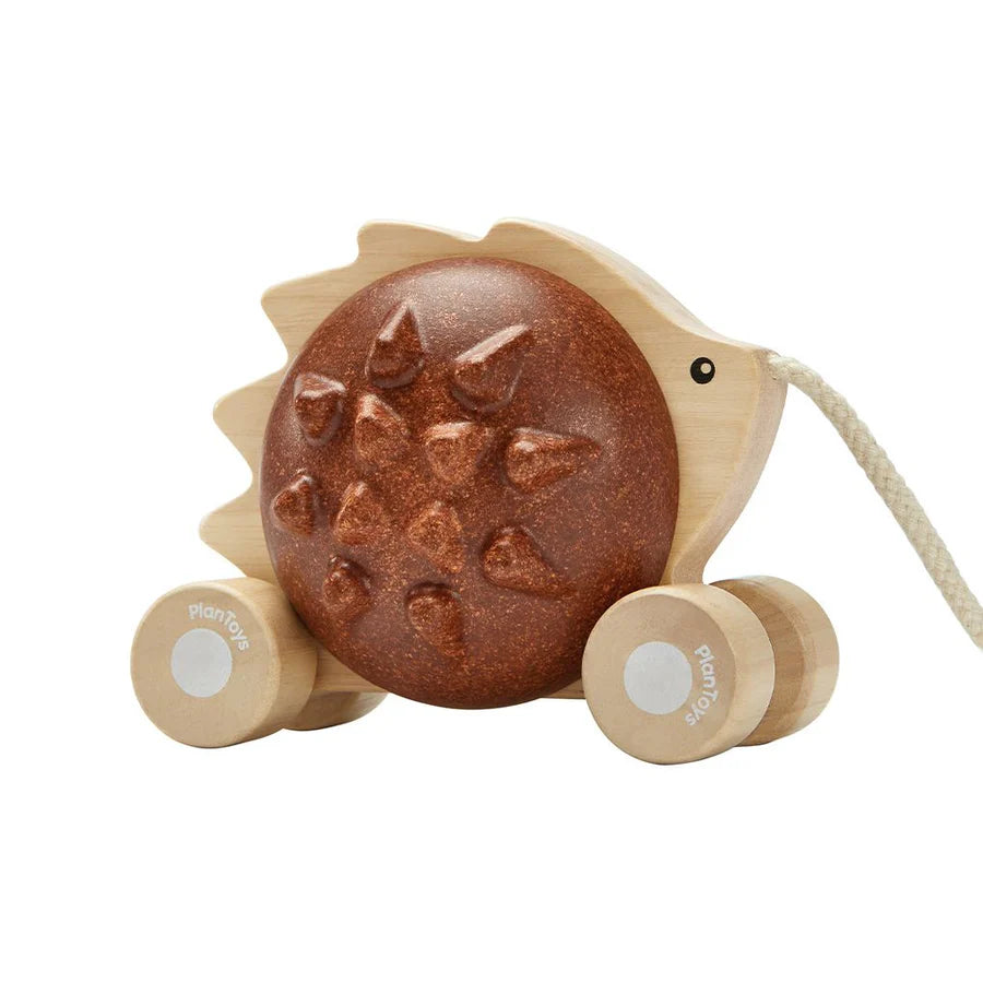 Plan Toys - Pull Along Hedgehog- Brown