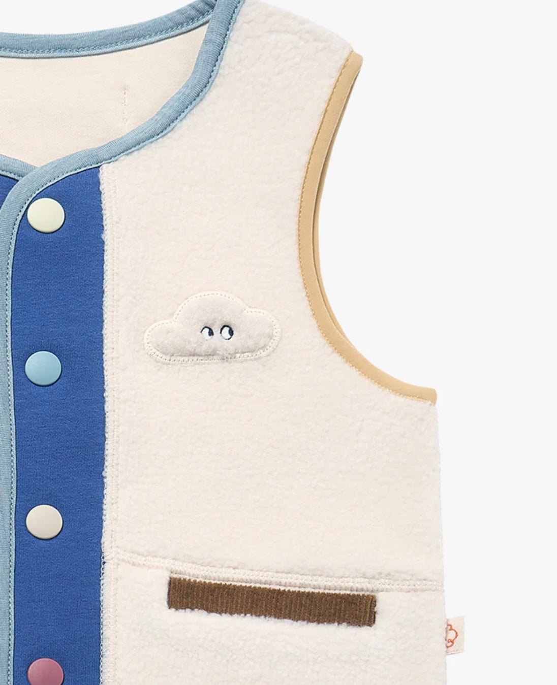 Petite Revery Recycled Fleece Corduroy Vest - Cloud