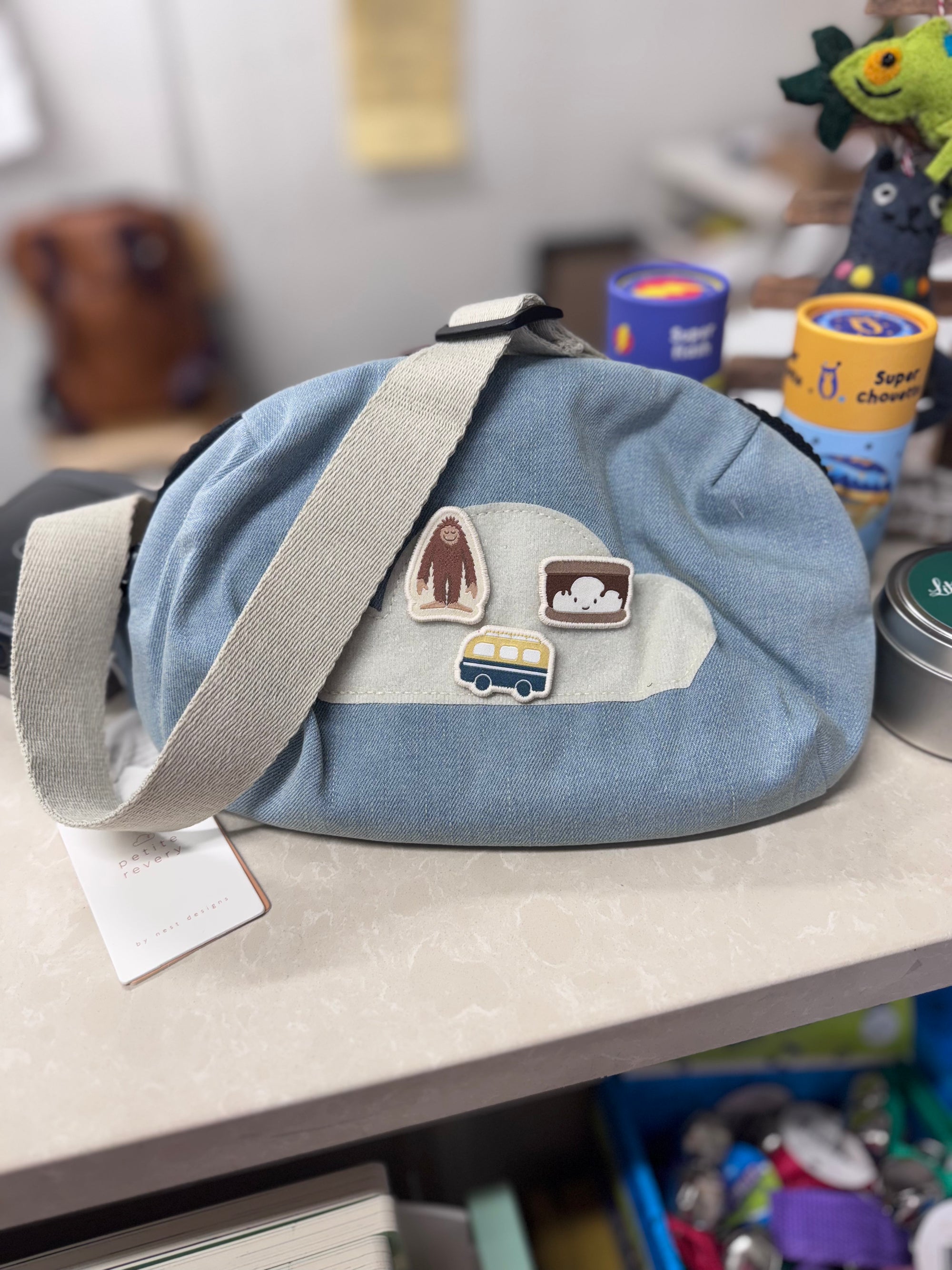 Petite Revery Cotton Denim Bumbag - Camp Revery Velcro Patches