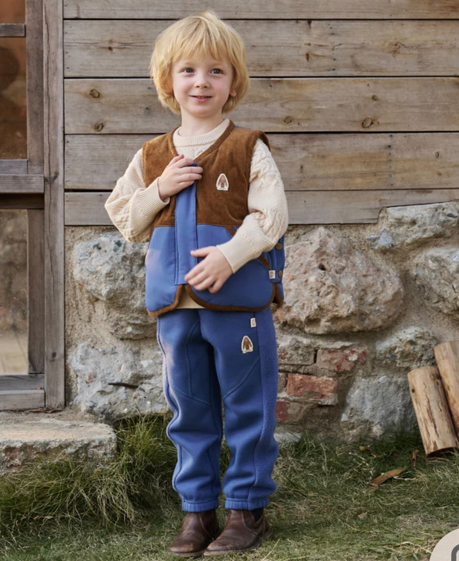 Petite Revery Recycled Fleece Down Vest - Deep Sea Blue