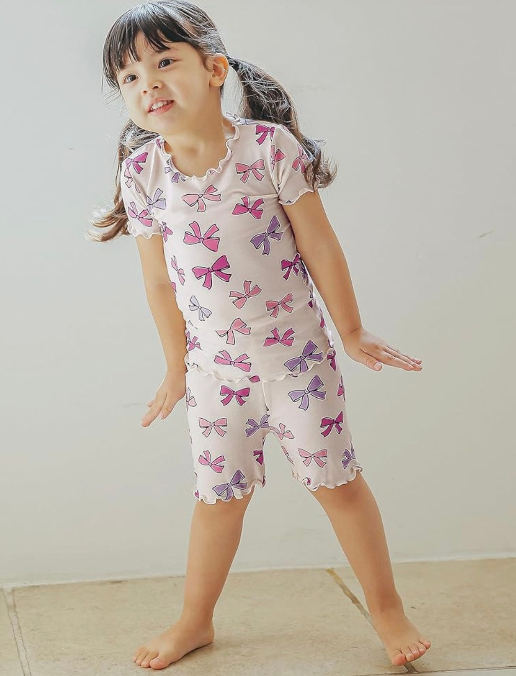 Vaenait Baby Shirring Ribbon Short Sleeve PJs - Size 2XL (8Y)