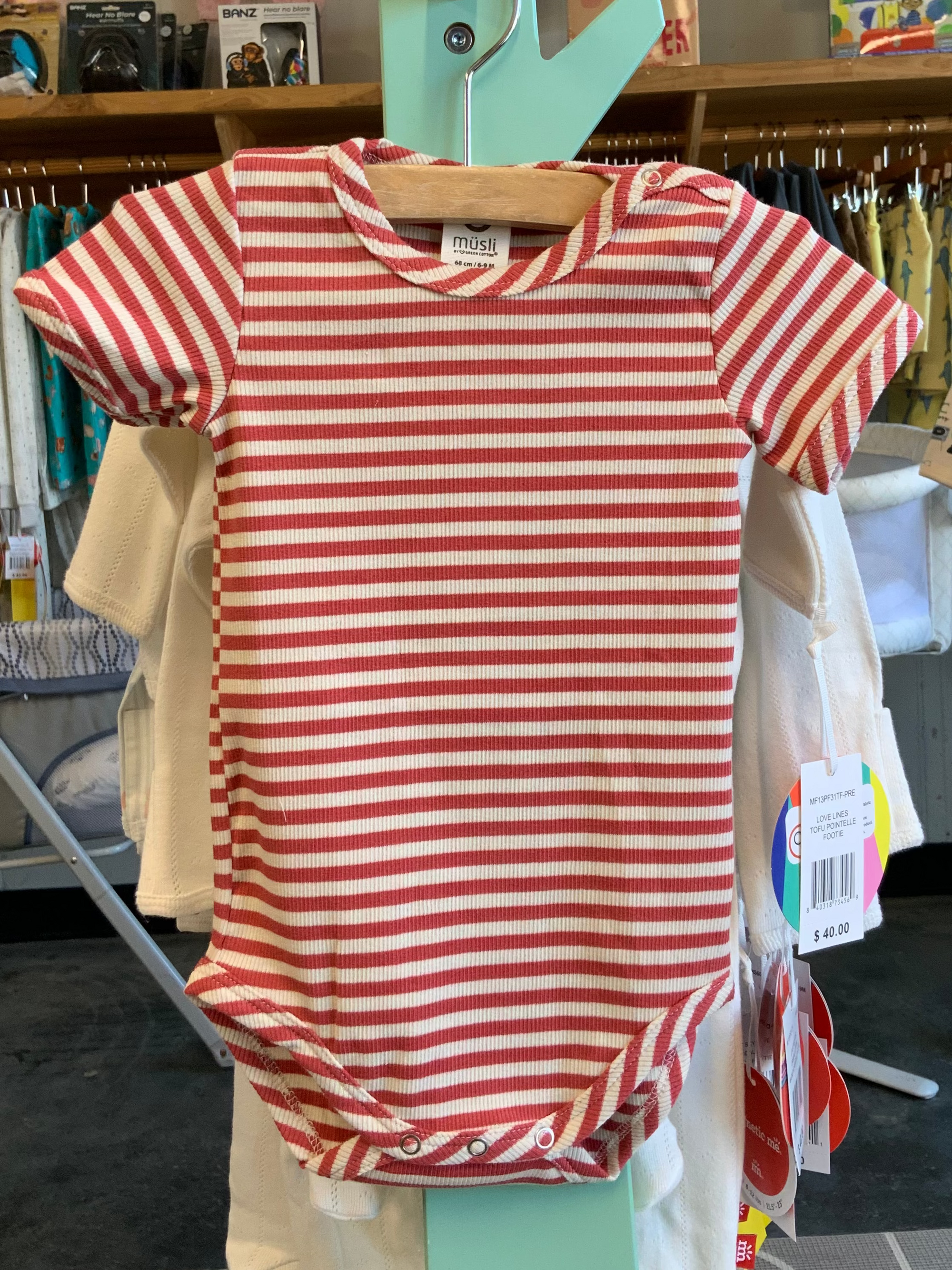 Müsli Rib Stripe Bodysuit - mineral red/tofu