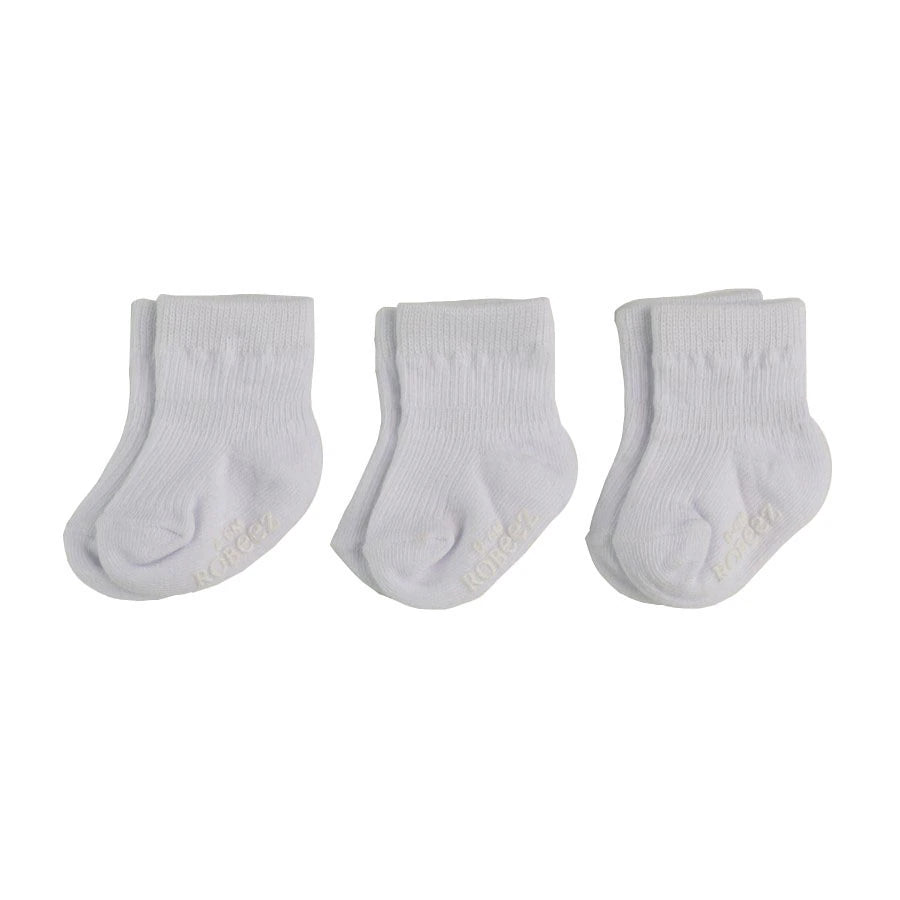Robeez Basic White Socks, 3-Pack