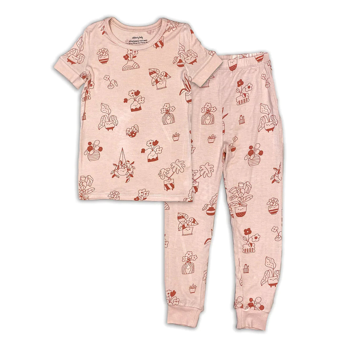 Silkberry Womens Bamboo SS Pajama Set Plantastic Print