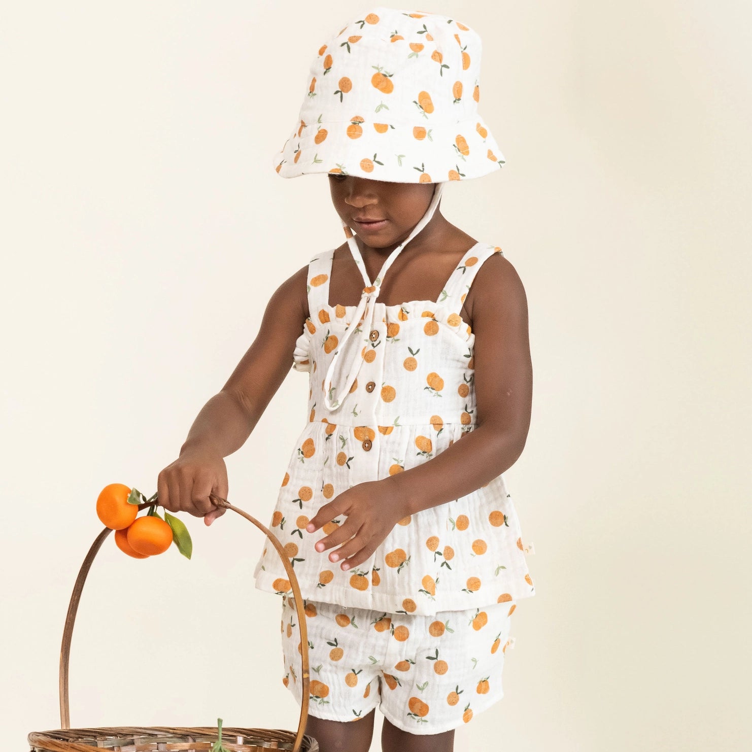 MakeMake Organic Peplum Top & Shorts Set - Mandarin