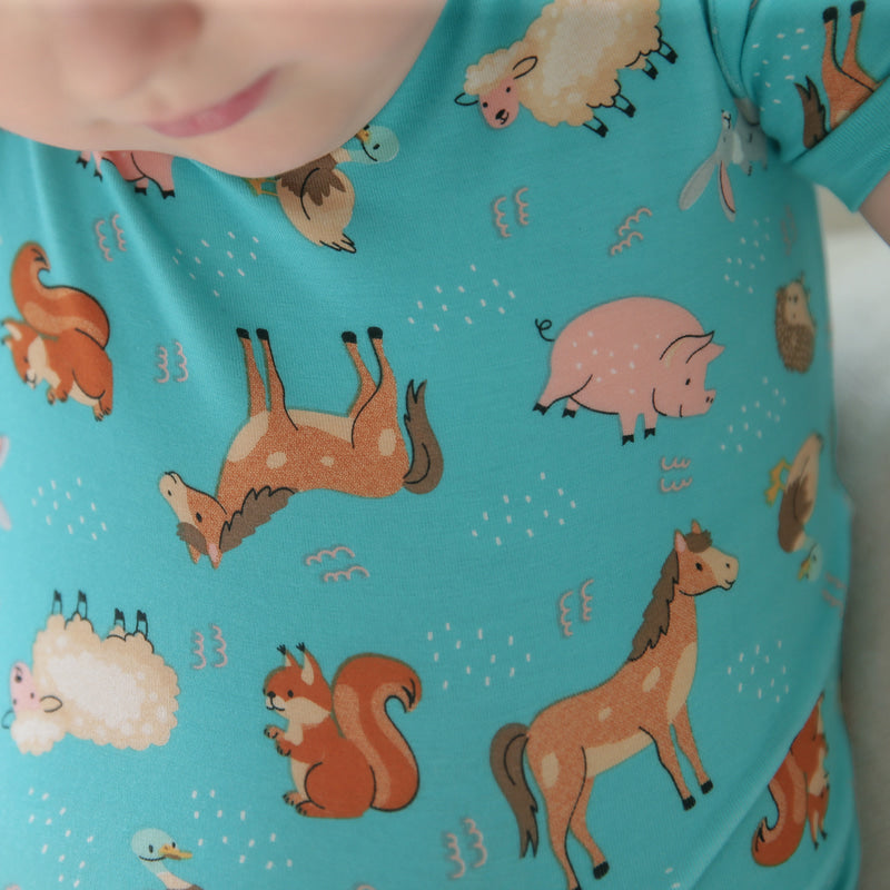 Vaenait Baby Animal Farm Short Sleeve PJs