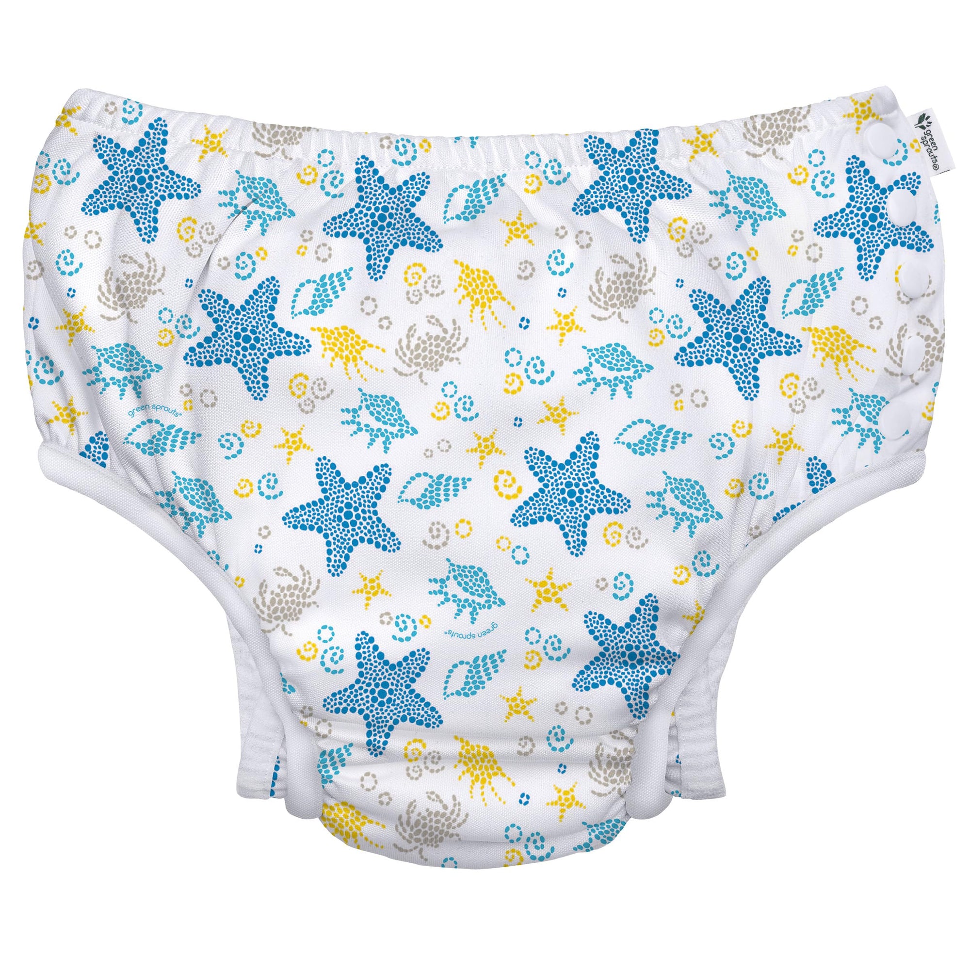 Green Sprouts - Snap Reusable Absorbent Swim Diaper (White Seashells)