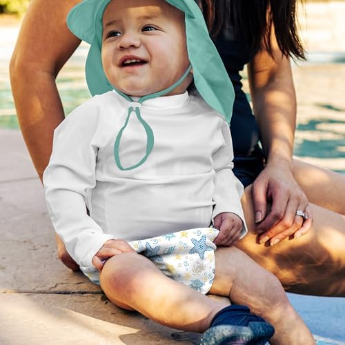 Green Sprouts - Snap Reusable Absorbent Swim Diaper (White Seashells)