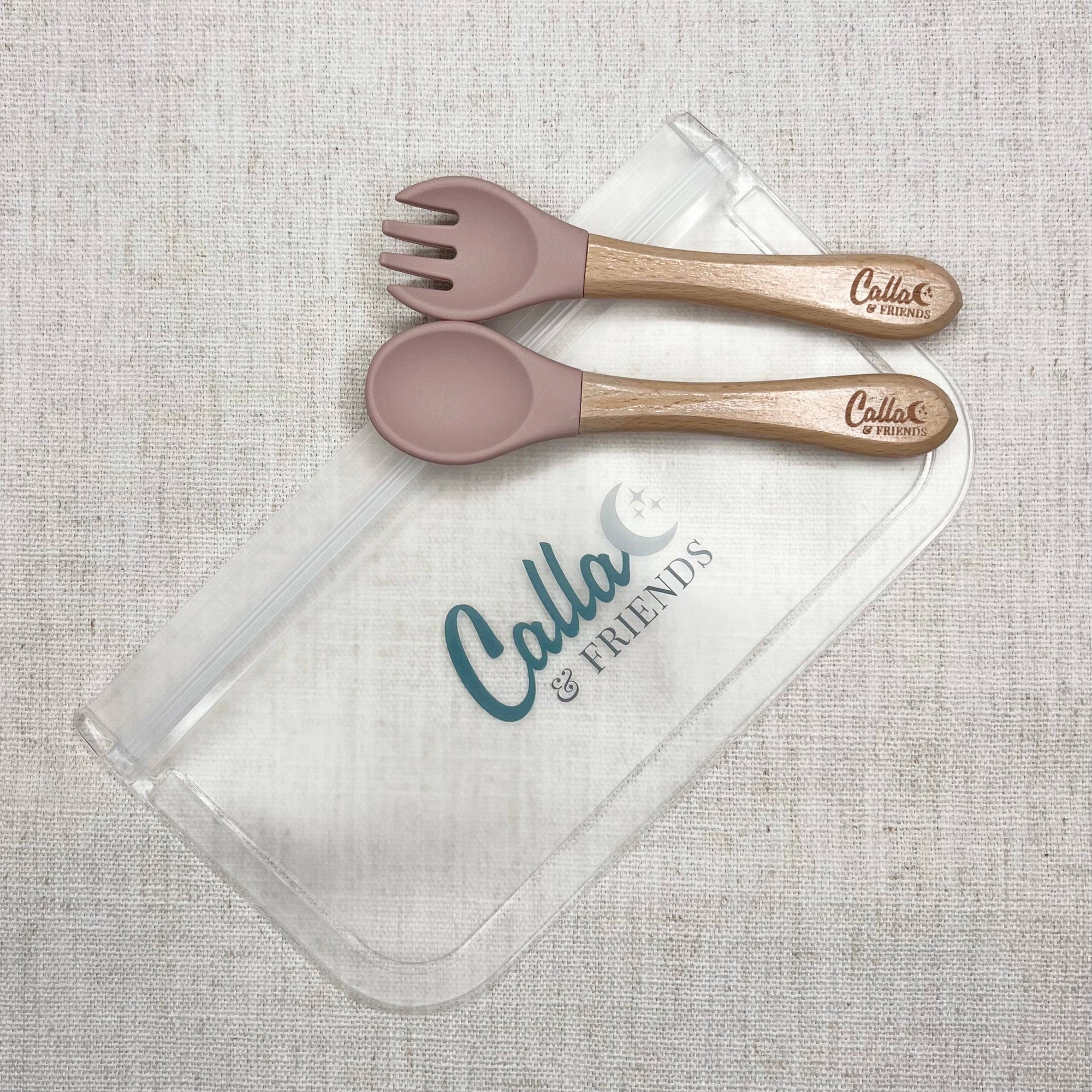Calla & Friends Silicone & Beechwood Toddler Utensil Set