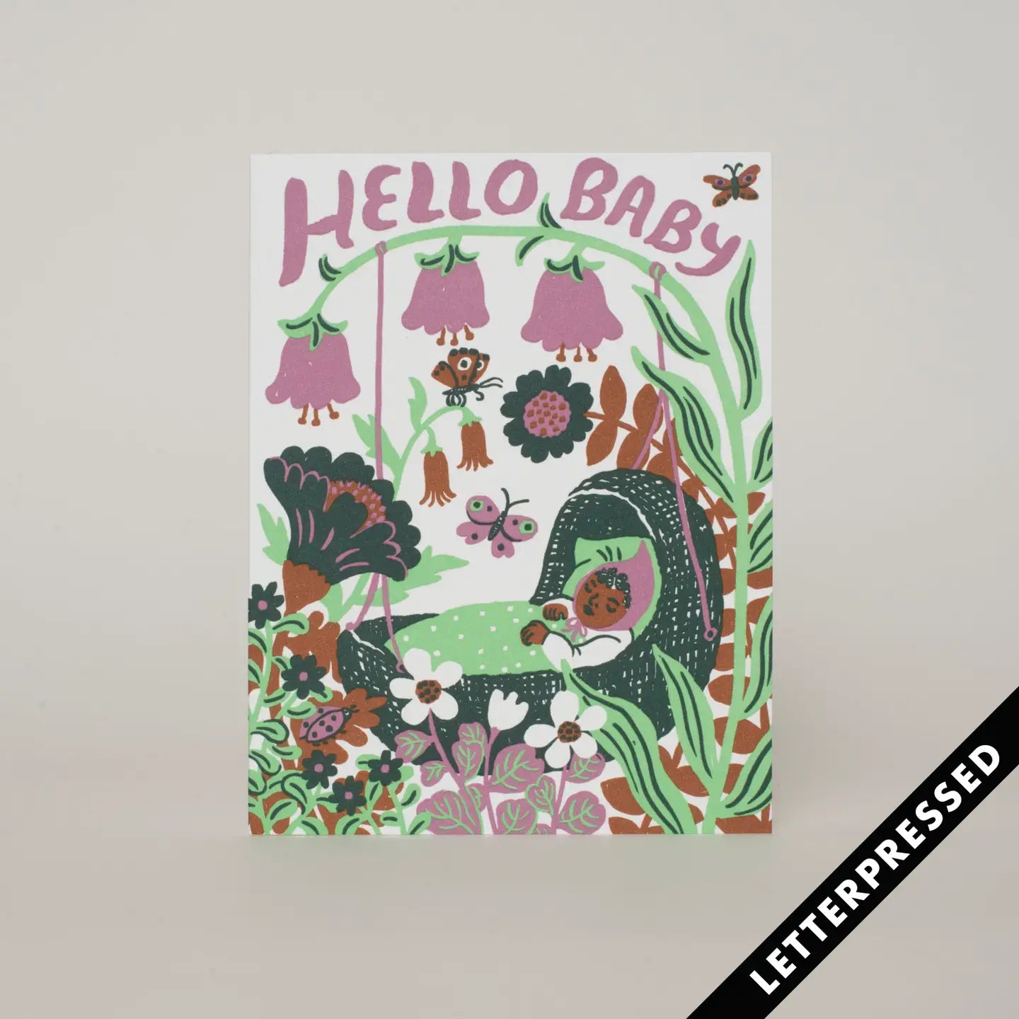 Hello Baby Bassinet Card - Purple