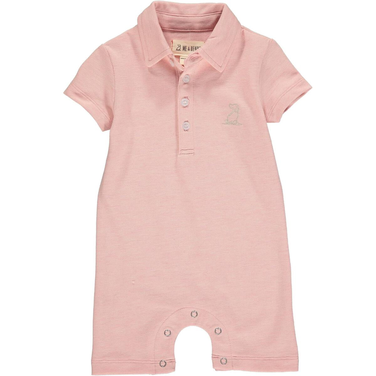 Me & Henry Drift Polo Romper - Pink Pique