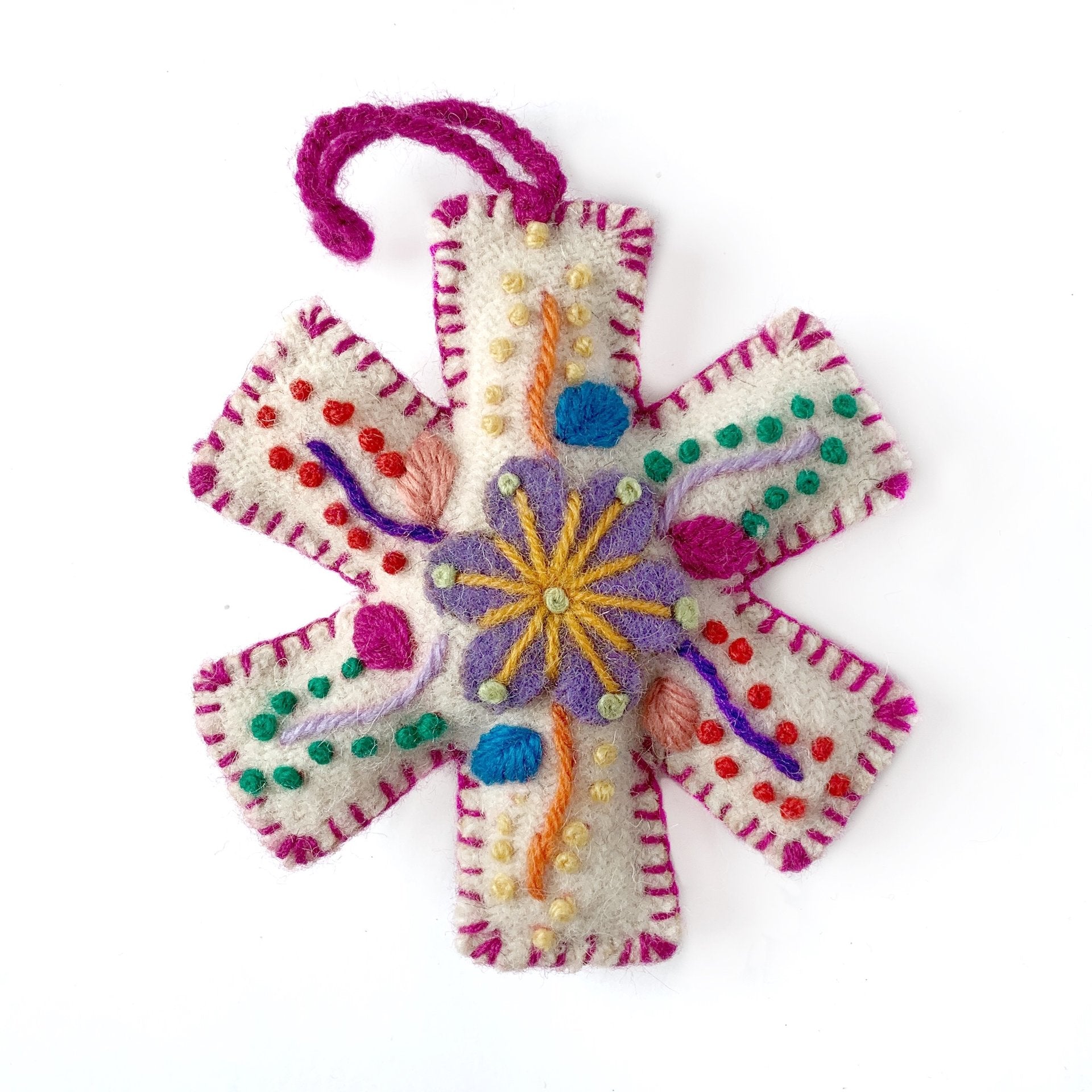 Ornaments for Orphans White Embroidered Snowflake Ornament