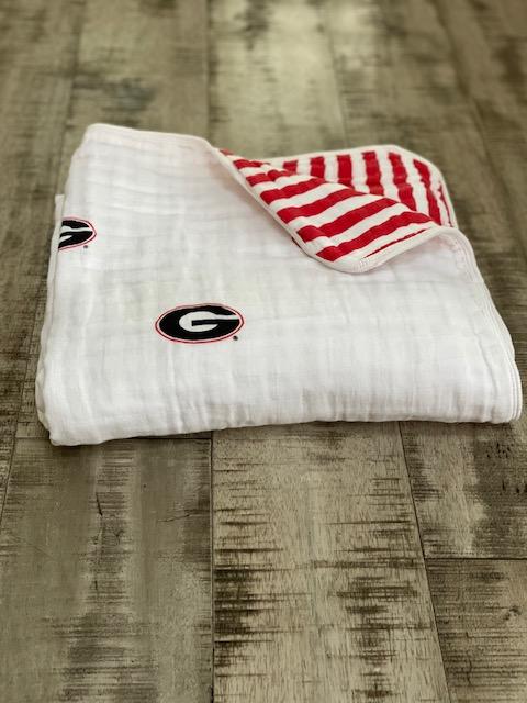 Three Little Anchors Organic Cotton Muslin Blanket - University of Georgia
