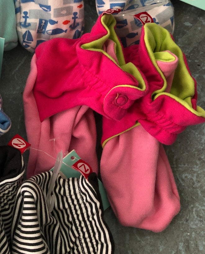 Zutano Cotton Booties - Hot Pink (non-gripper bottom)