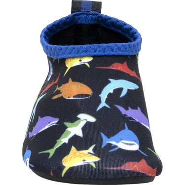 Robeez Aqua Shoes - Multi Sharks Black