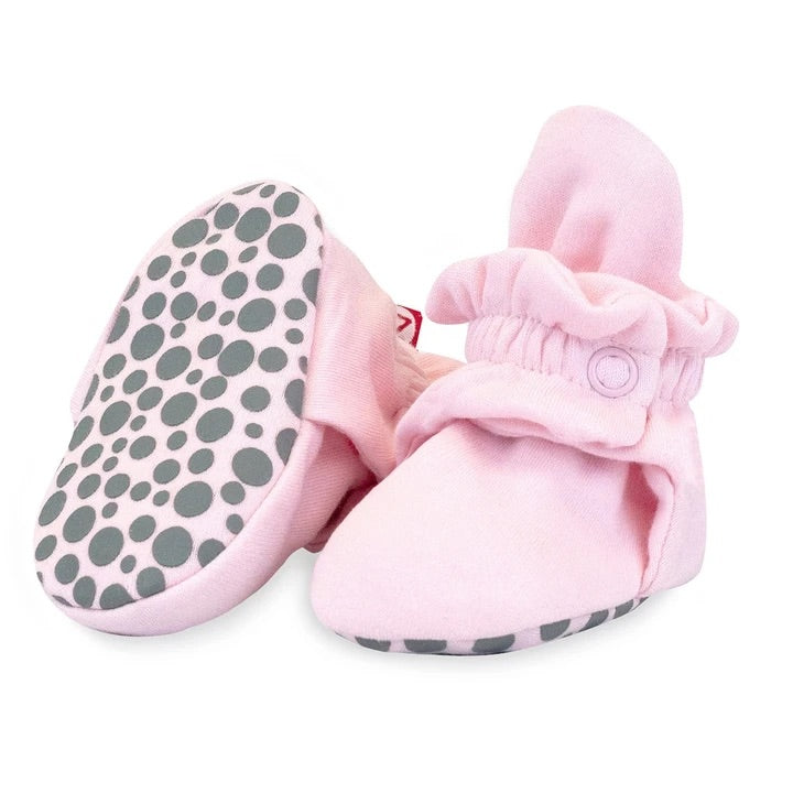 Zutano Organic Cotton Gripper Booties - Baby Pink