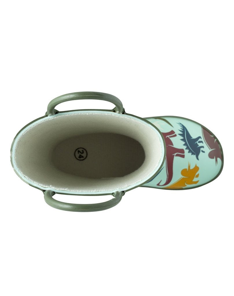 Oakiwear Loop Handle Rubber Rain Boots - Earthy Dinosaurs