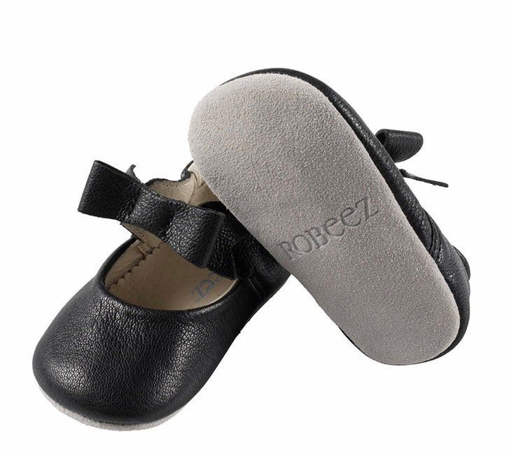 Robeez First Kicks Sofia Mary Jane Bow Black Shoes
