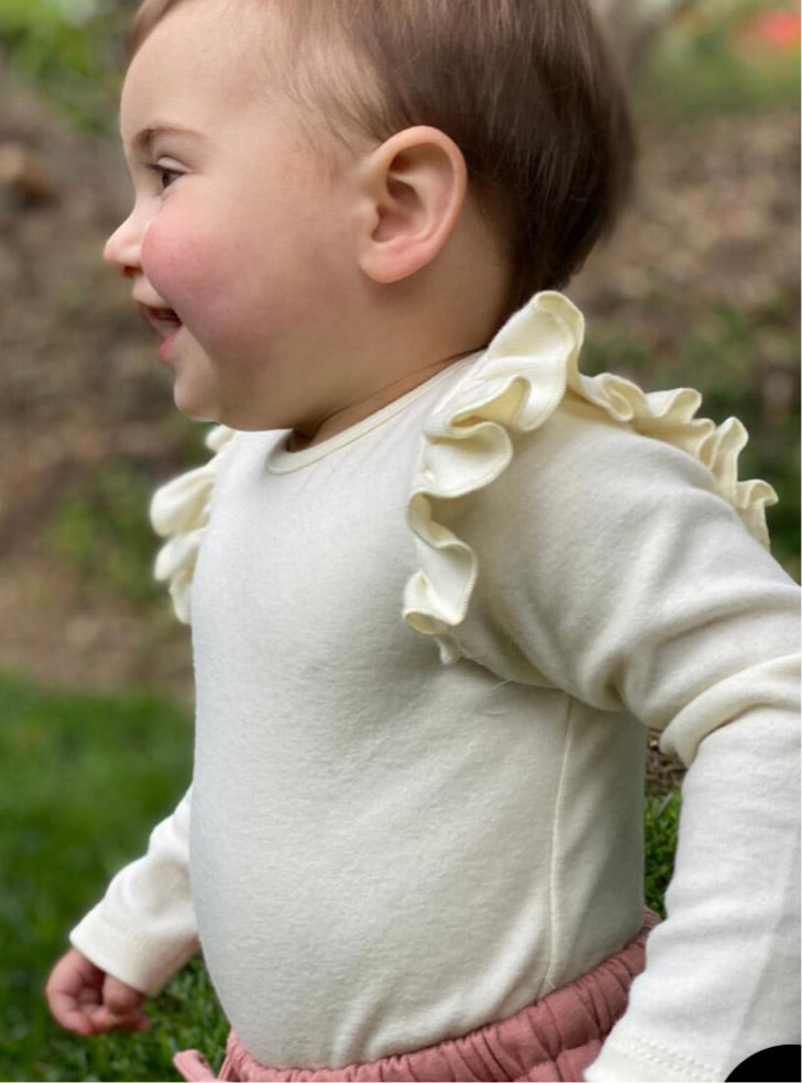 Vignette Quinn Long-Sleeved Ruffle Onesie - Cream