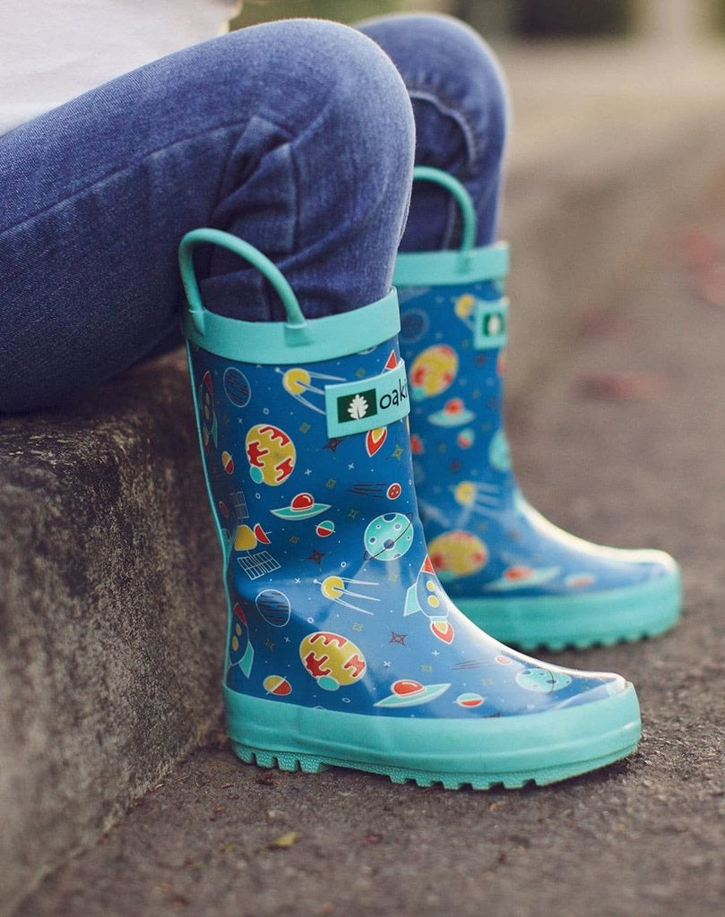 Oakiwear Loop Handle Rubber Rain Boots - Outer Space
