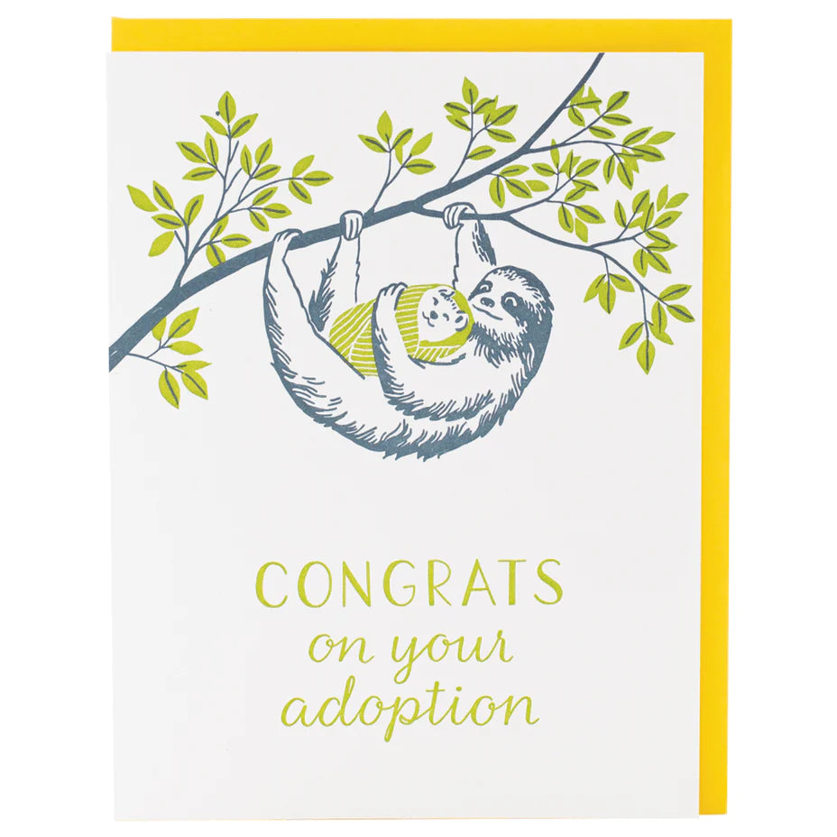 Sloths Baby Adoption Card