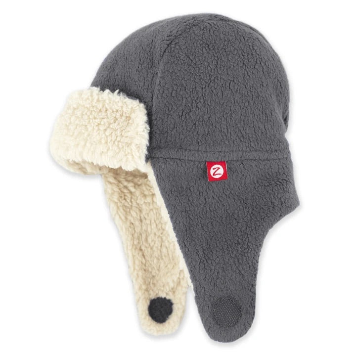 Zutano Furry Fleece Trapper Hat - Gray