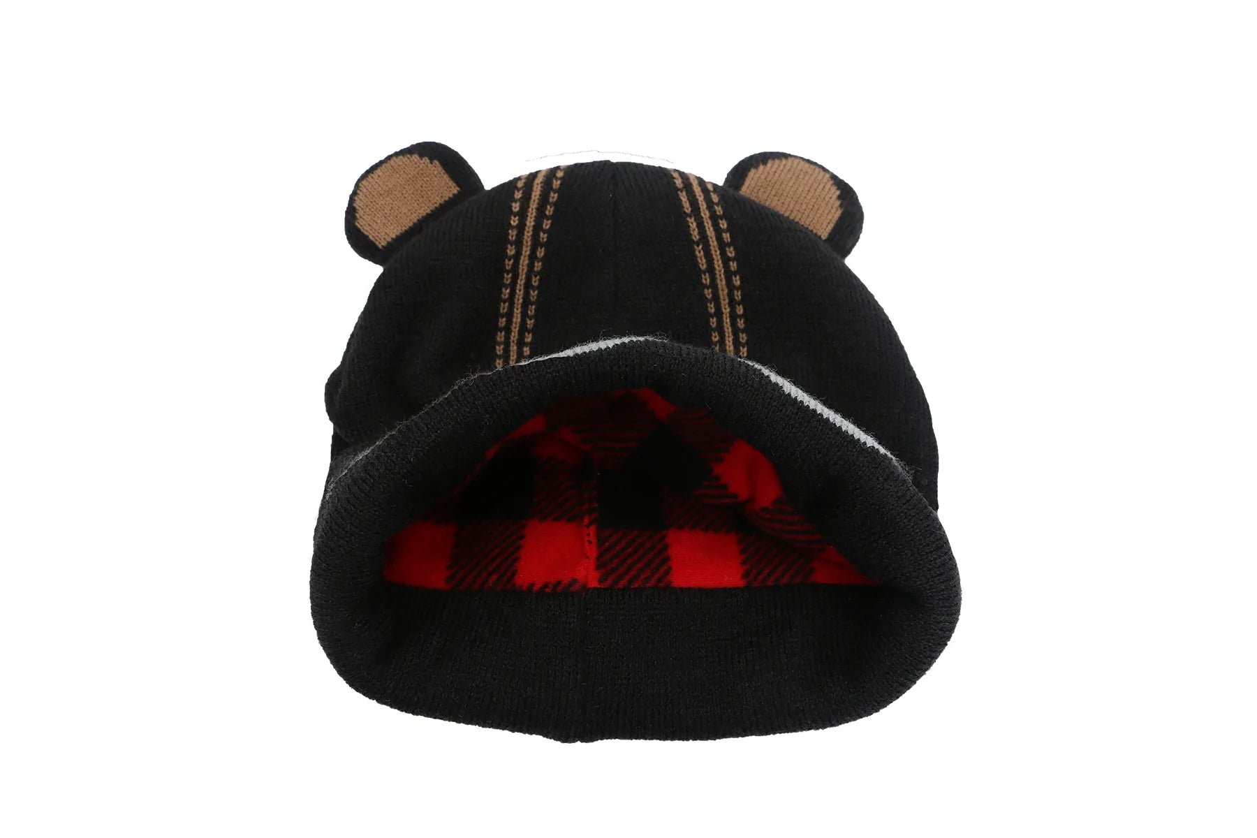 Flap Jack Kids Knitted Toque Beanie Hat- Black Bear M/L