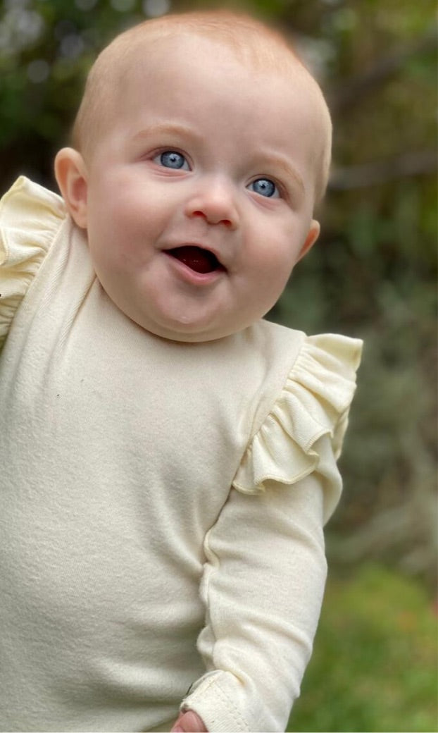 Vignette Quinn Long-Sleeved Ruffle Onesie - Cream