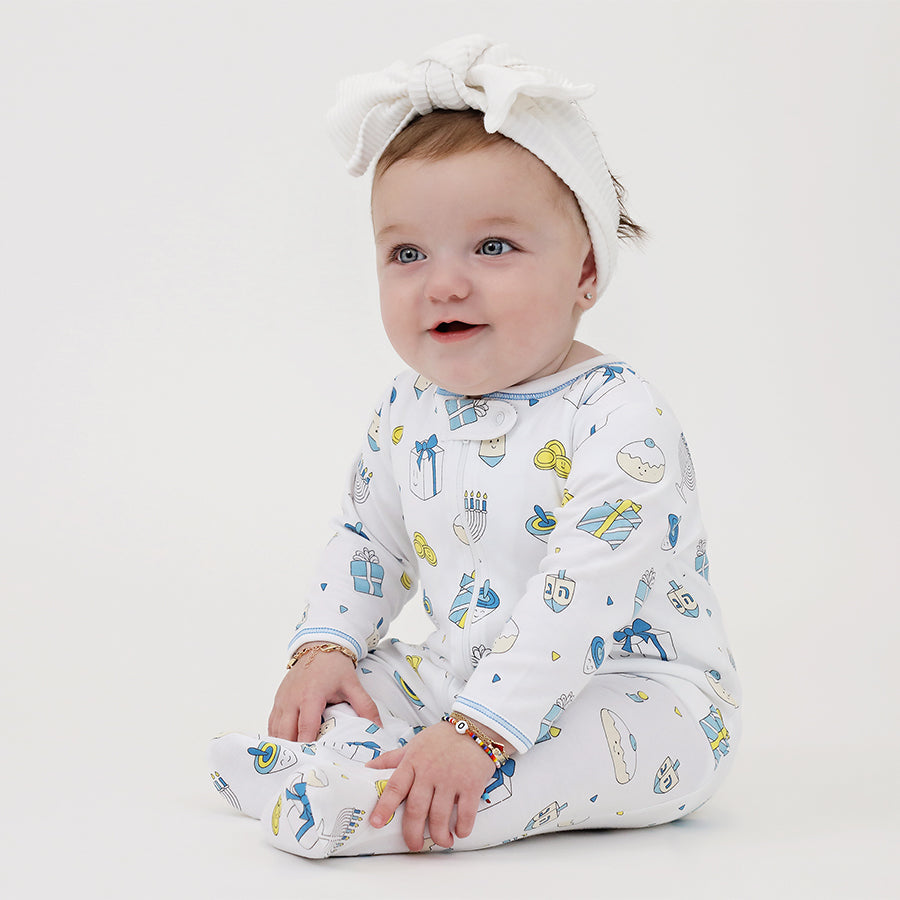 Noomie Cotton Footie Pajamas - Happy Hanukkah